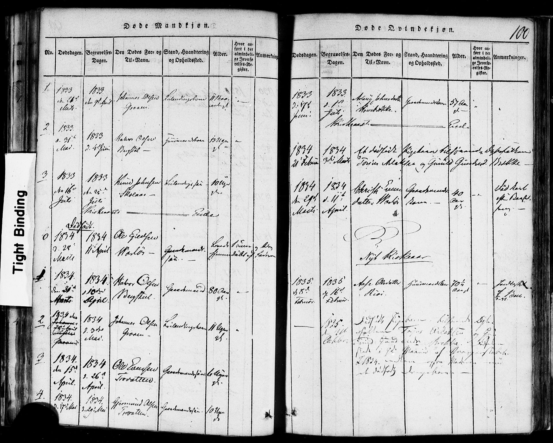 Rauland kirkebøker, SAKO/A-292/F/Fa/L0002: Parish register (official) no. 2, 1815-1860, p. 100