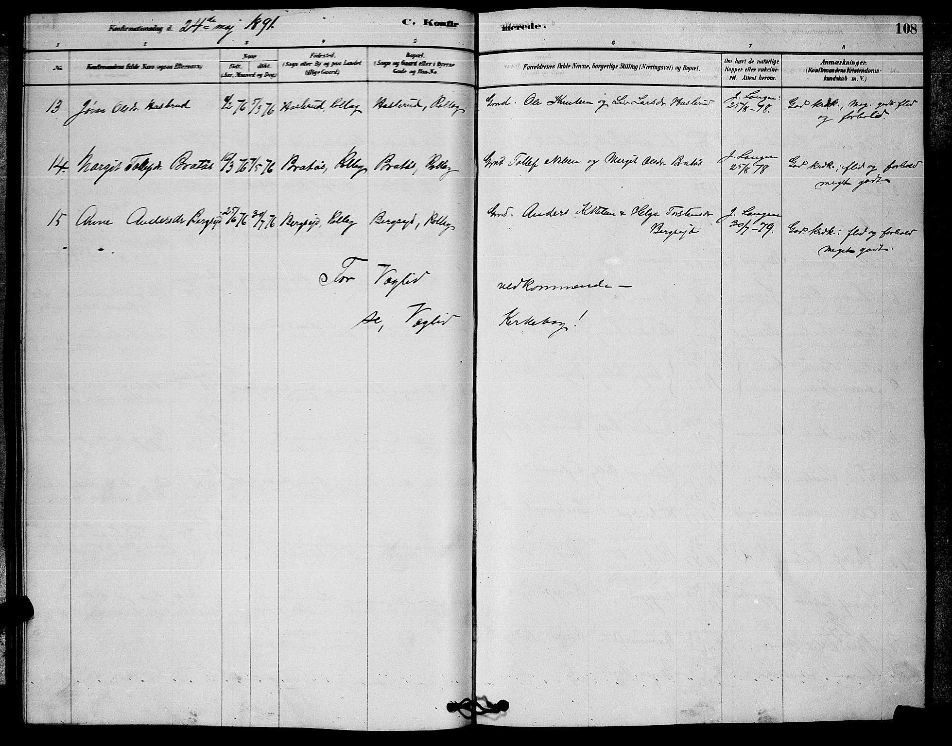 Rollag kirkebøker, AV/SAKO-A-240/G/Ga/L0004: Parish register (copy) no. I 4, 1878-1903, p. 108