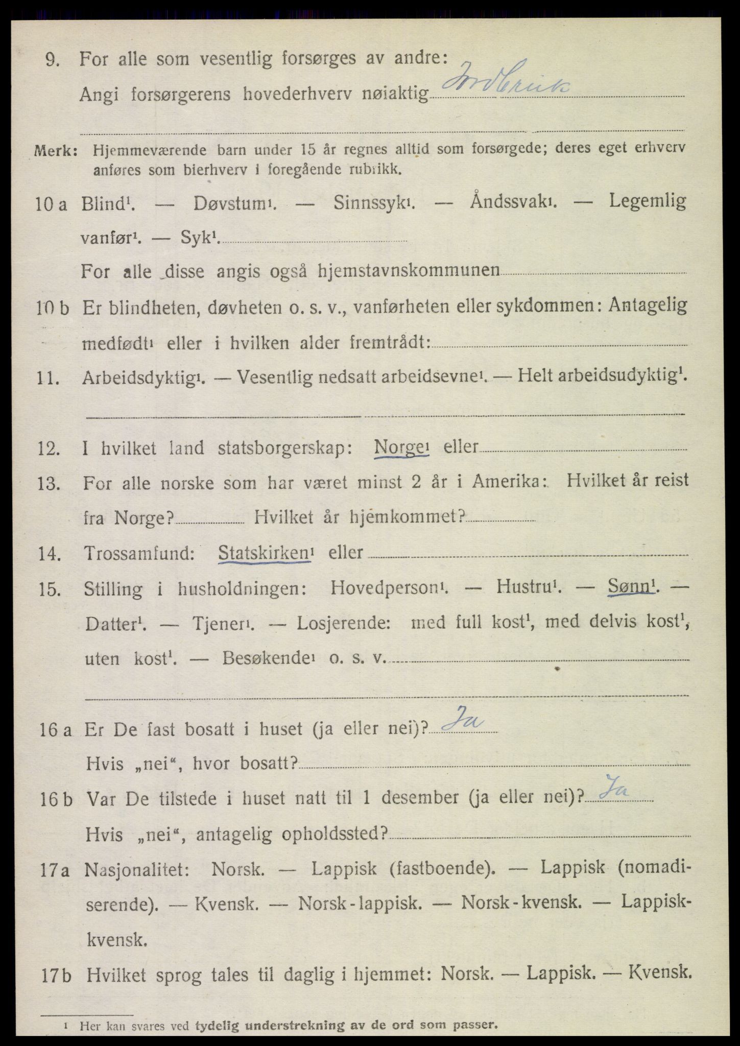SAT, 1920 census for Kolvereid, 1920, p. 5124