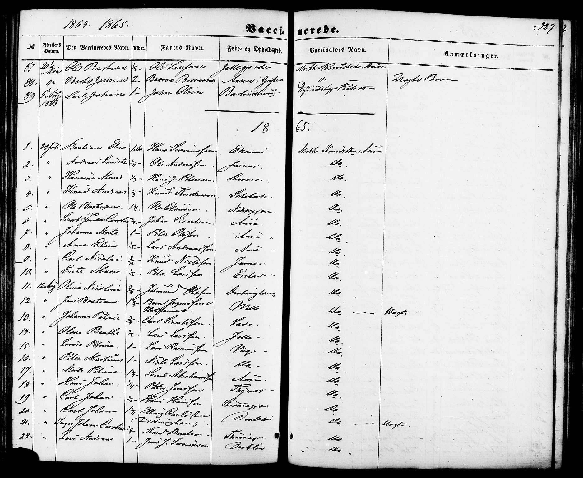 Ministerialprotokoller, klokkerbøker og fødselsregistre - Møre og Romsdal, SAT/A-1454/522/L0314: Parish register (official) no. 522A09, 1863-1877, p. 327