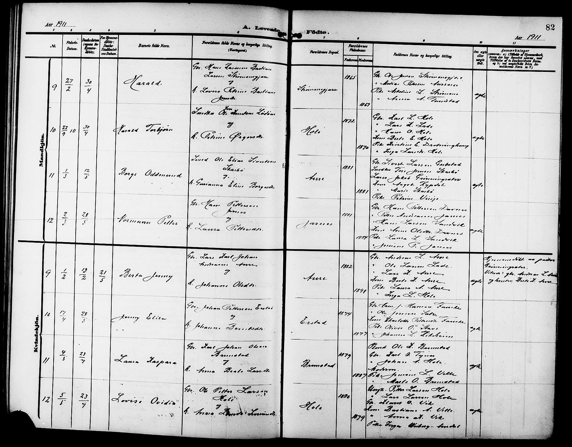 Ministerialprotokoller, klokkerbøker og fødselsregistre - Møre og Romsdal, AV/SAT-A-1454/523/L0341: Parish register (copy) no. 523C04, 1903-1916, p. 82