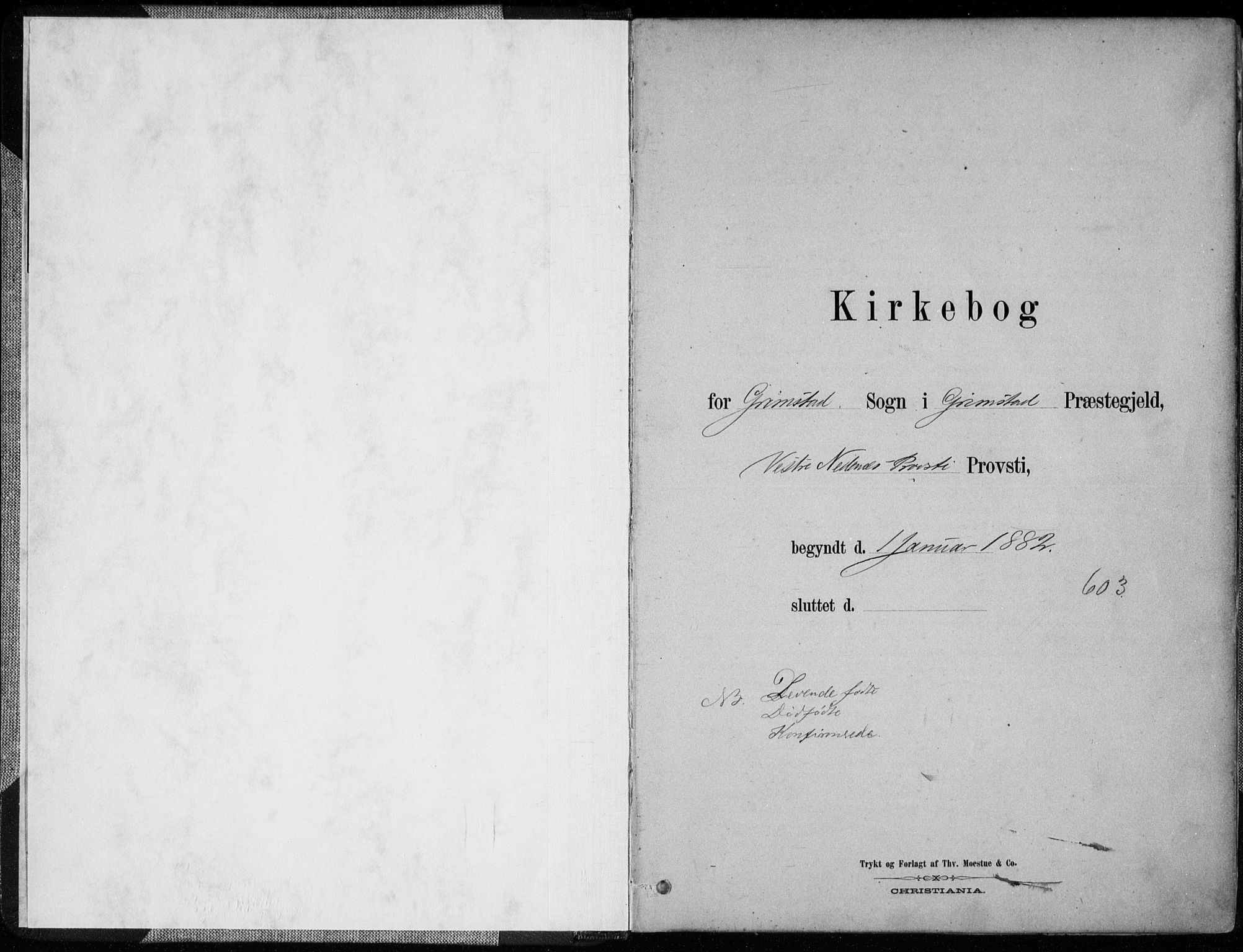 Grimstad sokneprestkontor, SAK/1111-0017/F/Fa/L0003: Parish register (official) no. A 2, 1882-1912