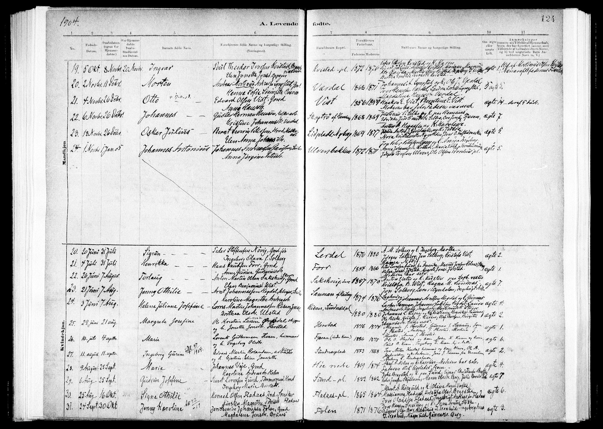 Ministerialprotokoller, klokkerbøker og fødselsregistre - Nord-Trøndelag, SAT/A-1458/730/L0285: Parish register (official) no. 730A10, 1879-1914, p. 124