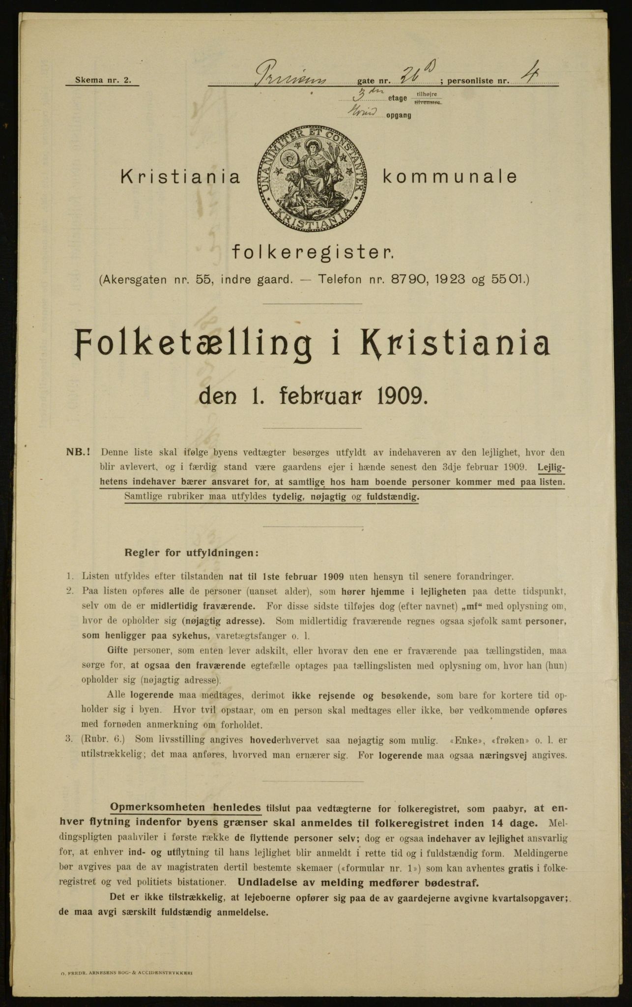 OBA, Municipal Census 1909 for Kristiania, 1909, p. 73692