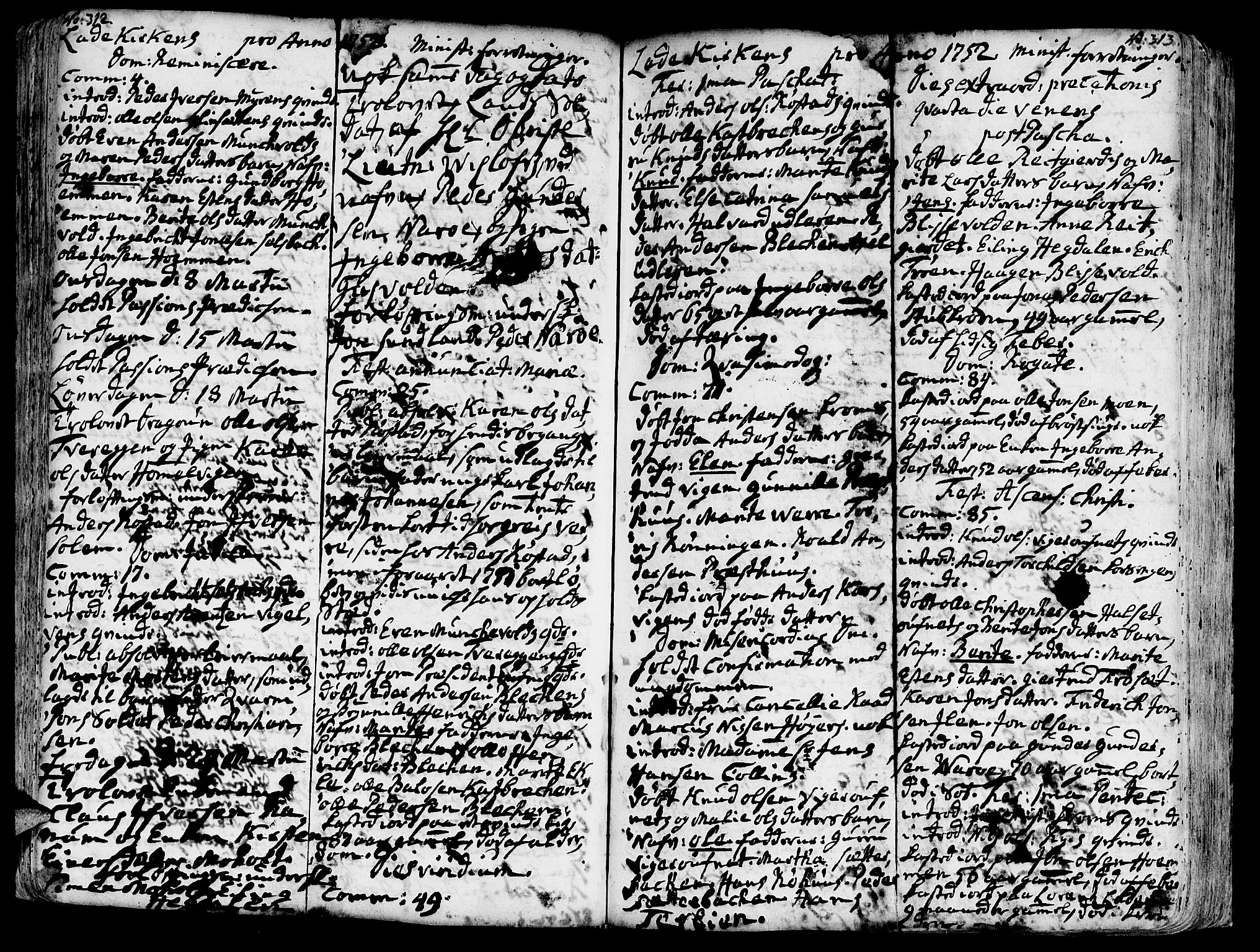 Ministerialprotokoller, klokkerbøker og fødselsregistre - Sør-Trøndelag, SAT/A-1456/606/L0275: Parish register (official) no. 606A01 /1, 1727-1780, p. 312-313