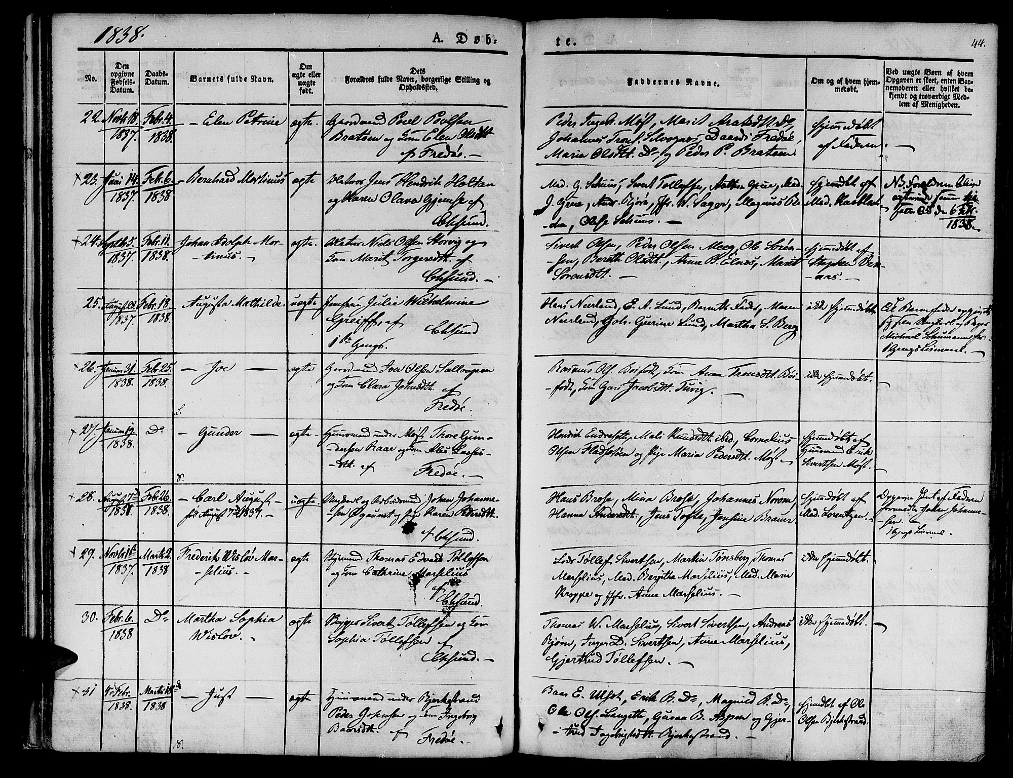 Ministerialprotokoller, klokkerbøker og fødselsregistre - Møre og Romsdal, SAT/A-1454/572/L0843: Parish register (official) no. 572A06, 1832-1842, p. 44