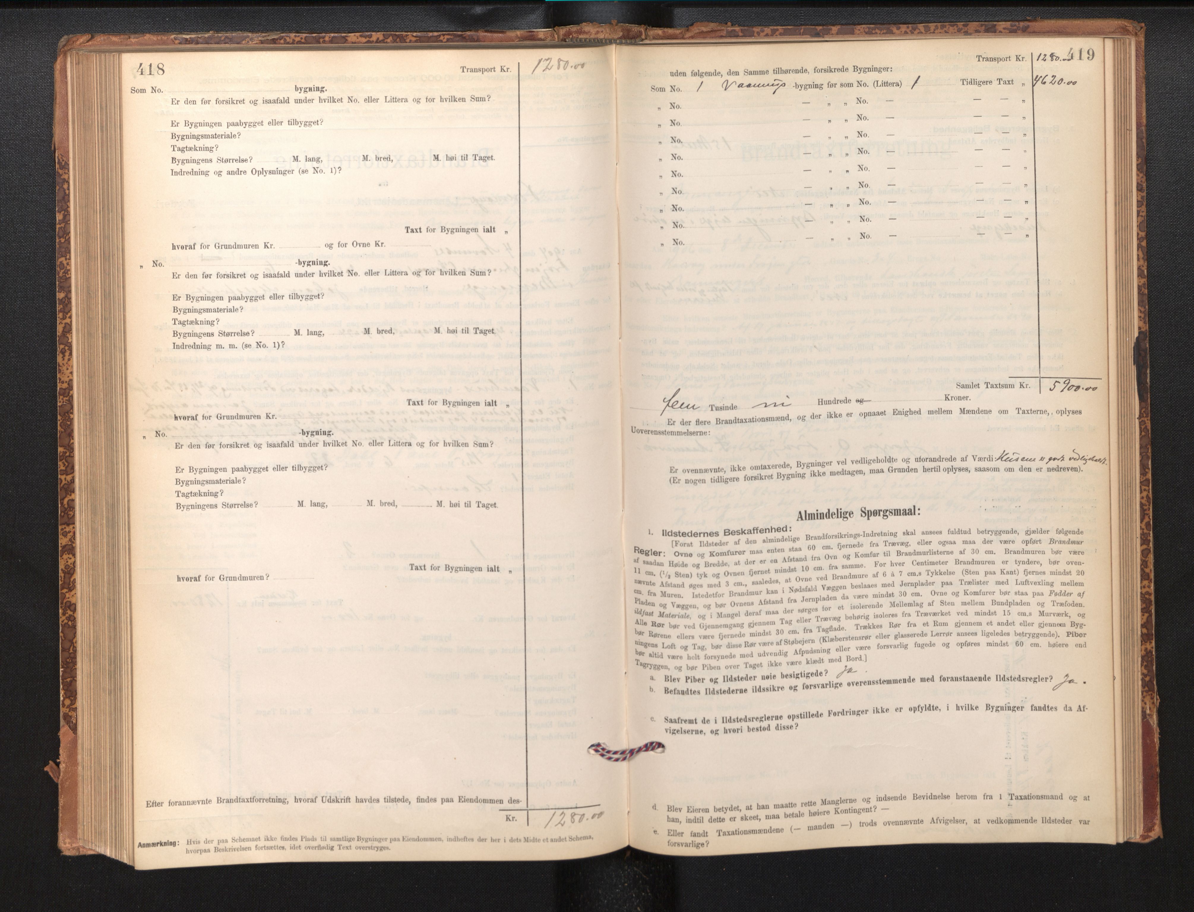 Lensmannen i Bremanger, SAB/A-26701/0012/L0007: Branntakstprotokoll, skjematakst, 1895-1936, p. 418-419