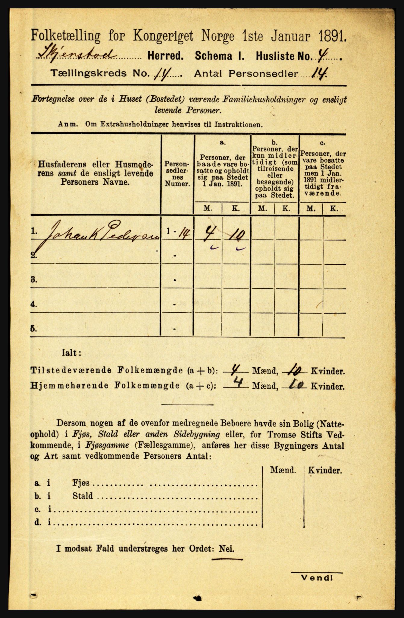 RA, 1891 census for 1842 Skjerstad, 1891, p. 4963