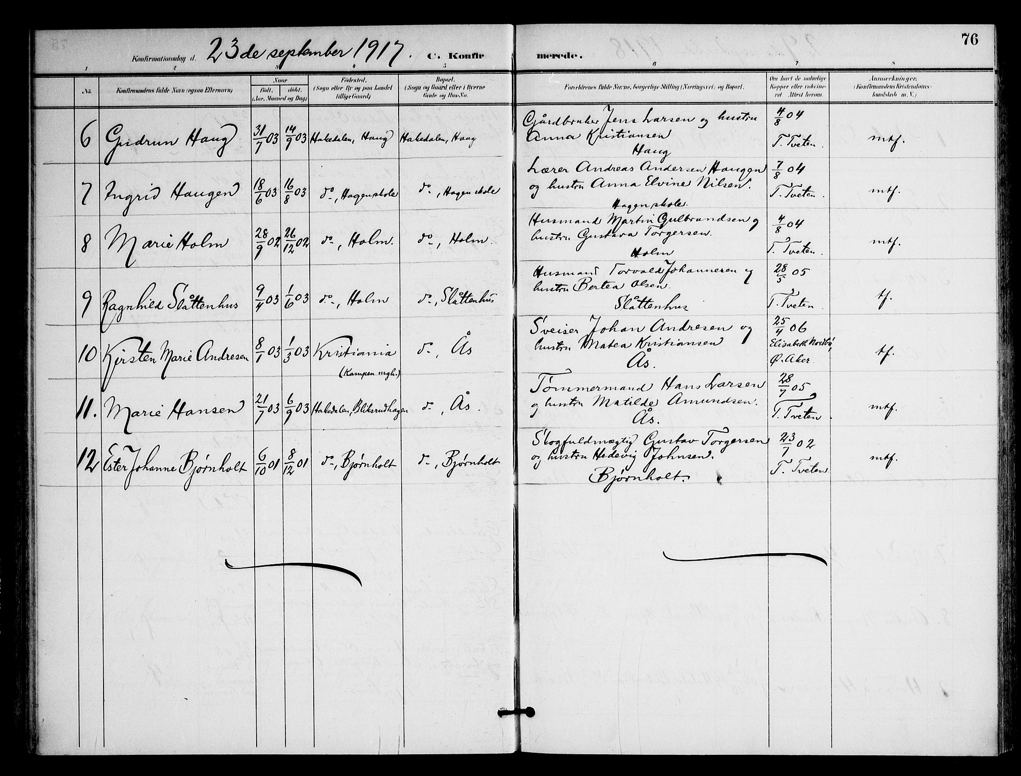 Nittedal prestekontor Kirkebøker, SAO/A-10365a/F/Fb/L0002: Parish register (official) no. II 2, 1902-1921, p. 76
