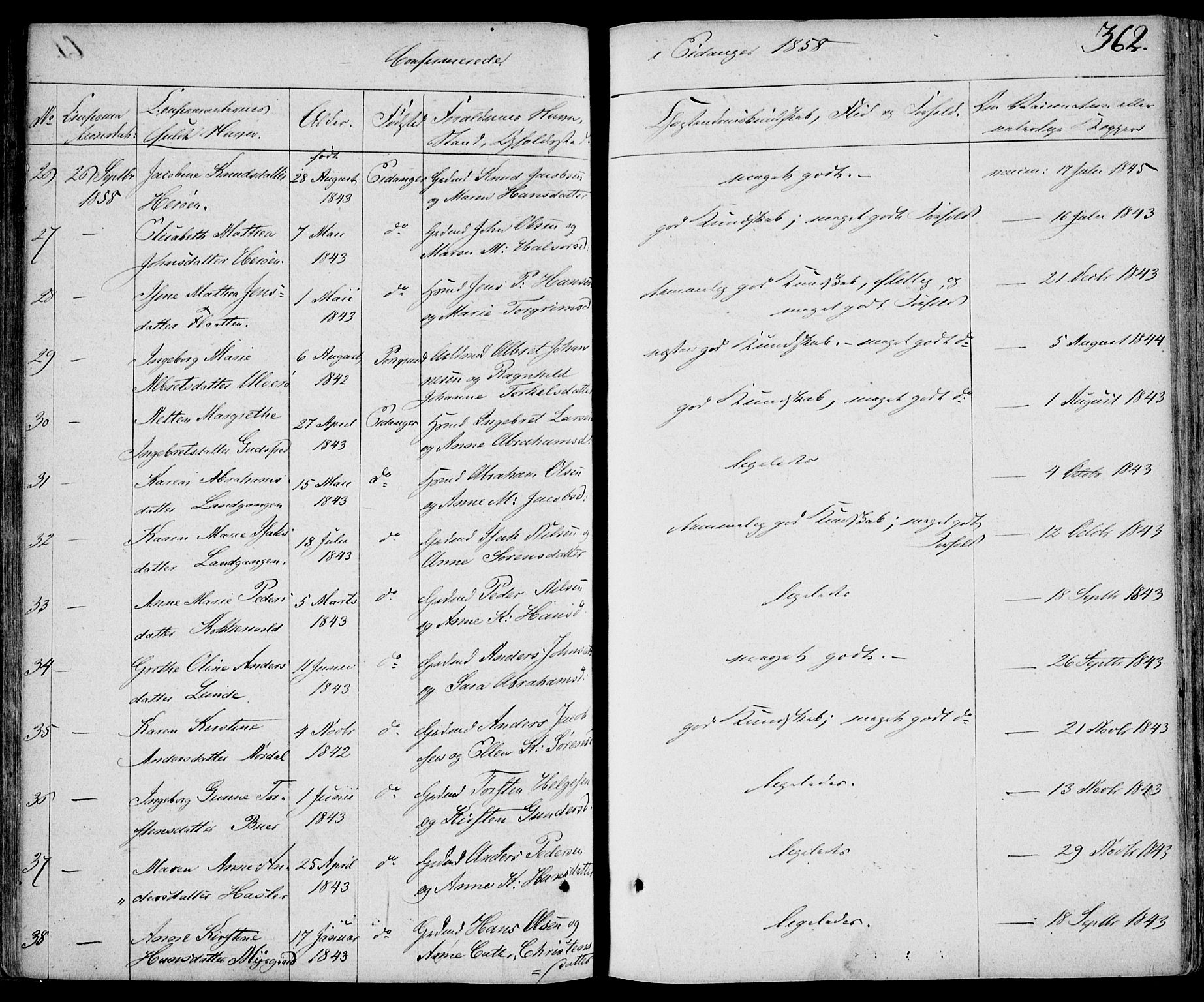 Eidanger kirkebøker, AV/SAKO-A-261/F/Fa/L0008: Parish register (official) no. 8, 1831-1858, p. 362