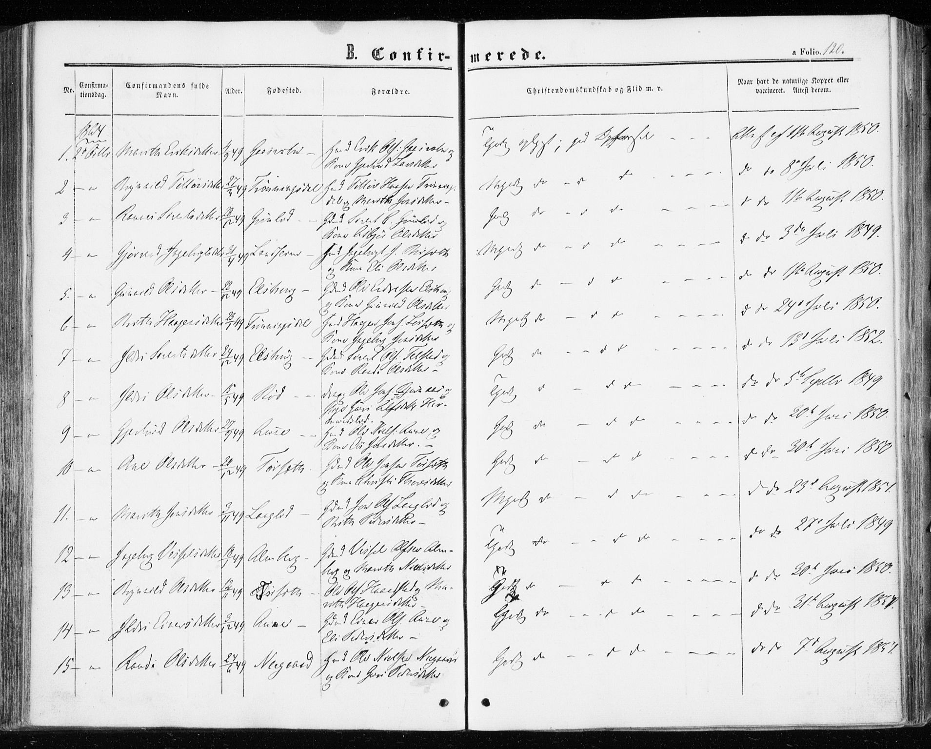 Ministerialprotokoller, klokkerbøker og fødselsregistre - Møre og Romsdal, AV/SAT-A-1454/598/L1067: Parish register (official) no. 598A01, 1858-1871, p. 120