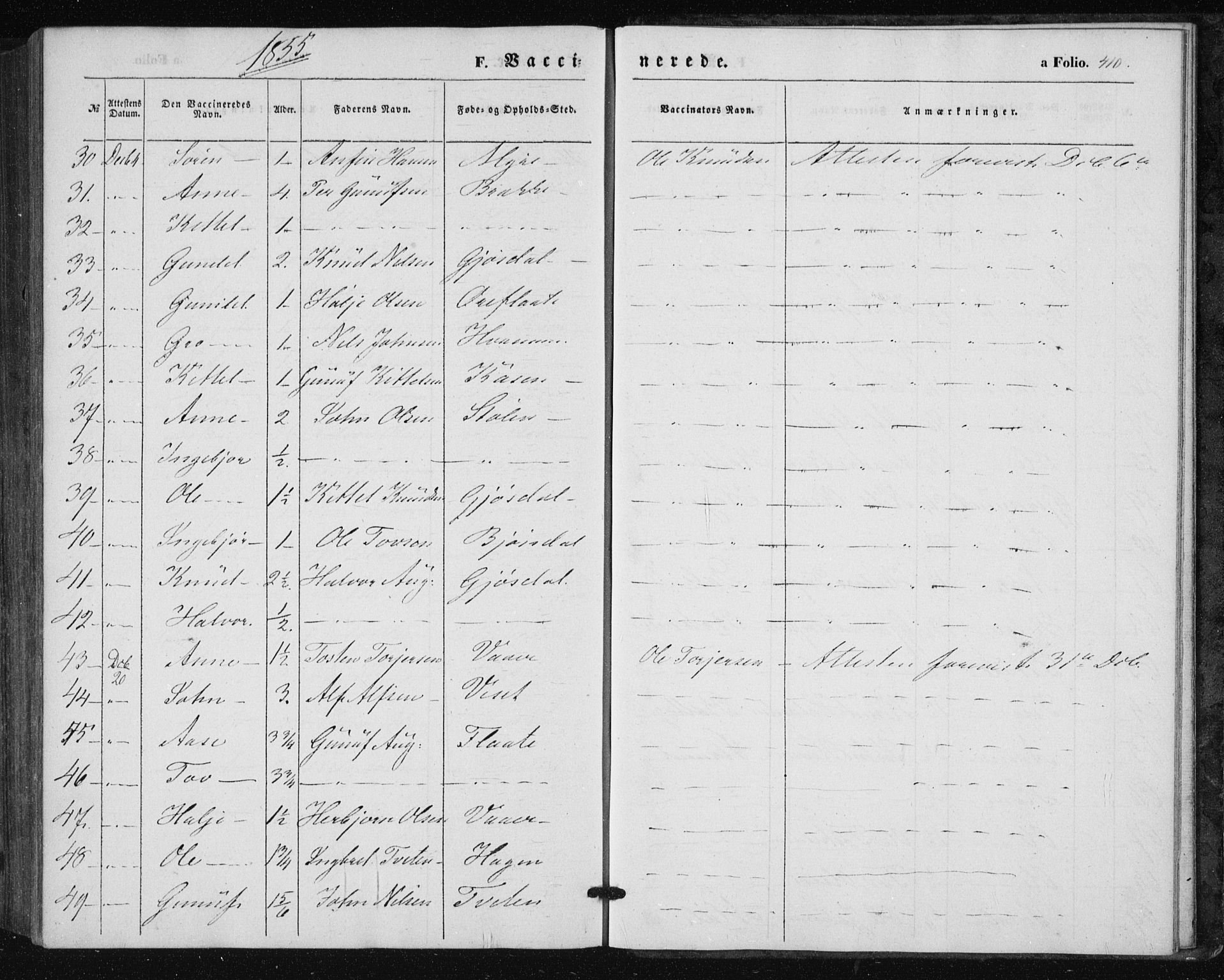 Tinn kirkebøker, SAKO/A-308/F/Fa/L0005: Parish register (official) no. I 5, 1844-1856, p. 410
