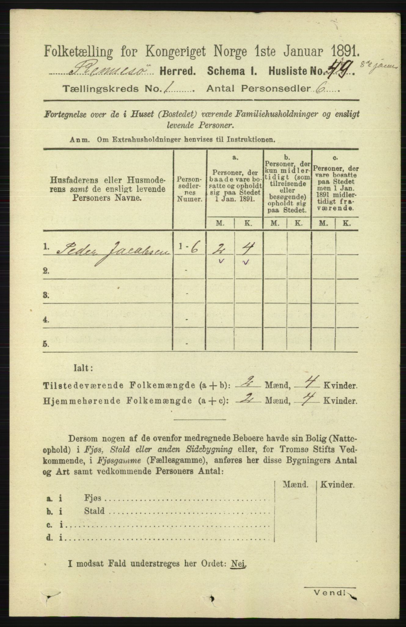 RA, 1891 census for 1142 Rennesøy, 1891, p. 60