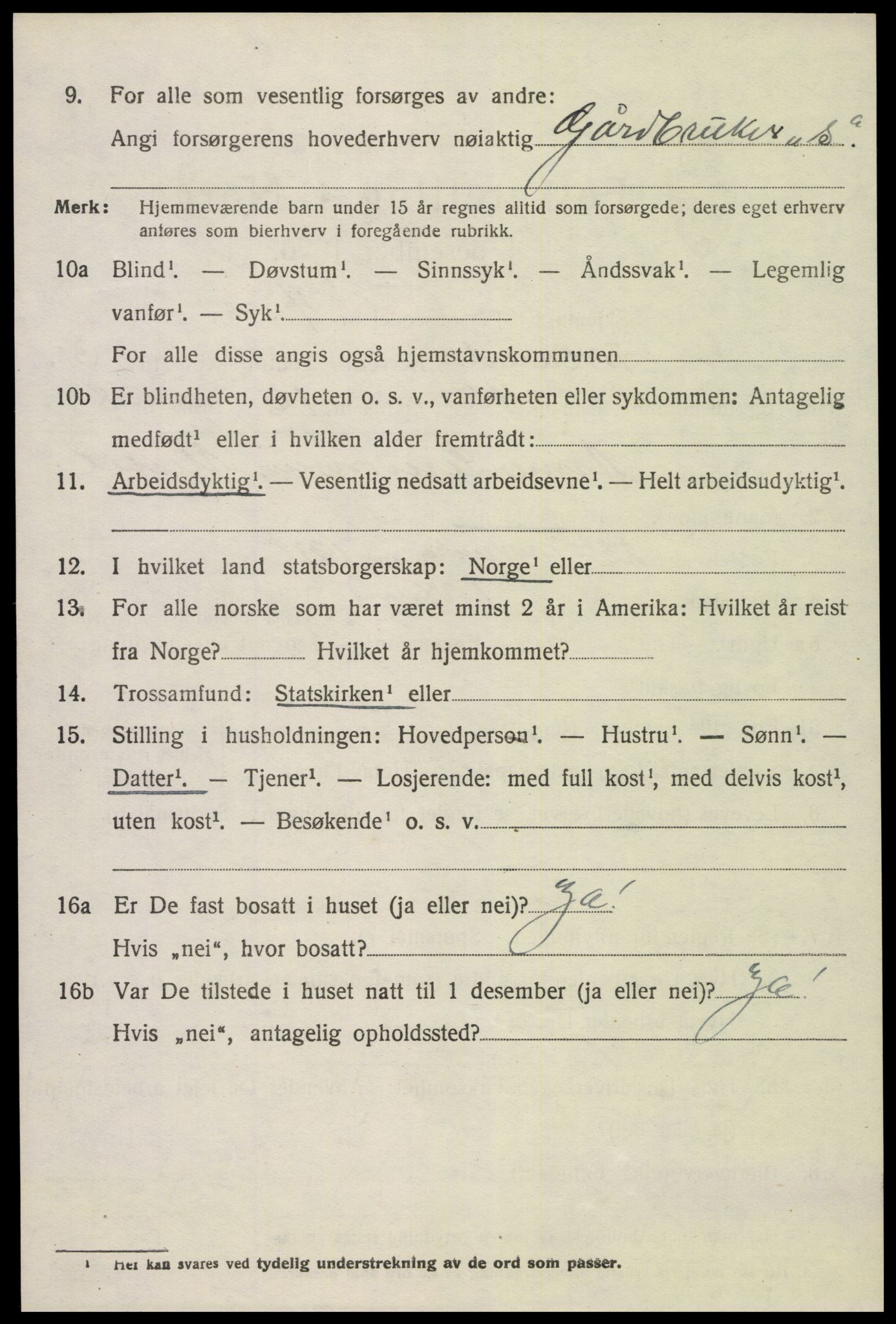 SAK, 1920 census for Froland, 1920, p. 3138