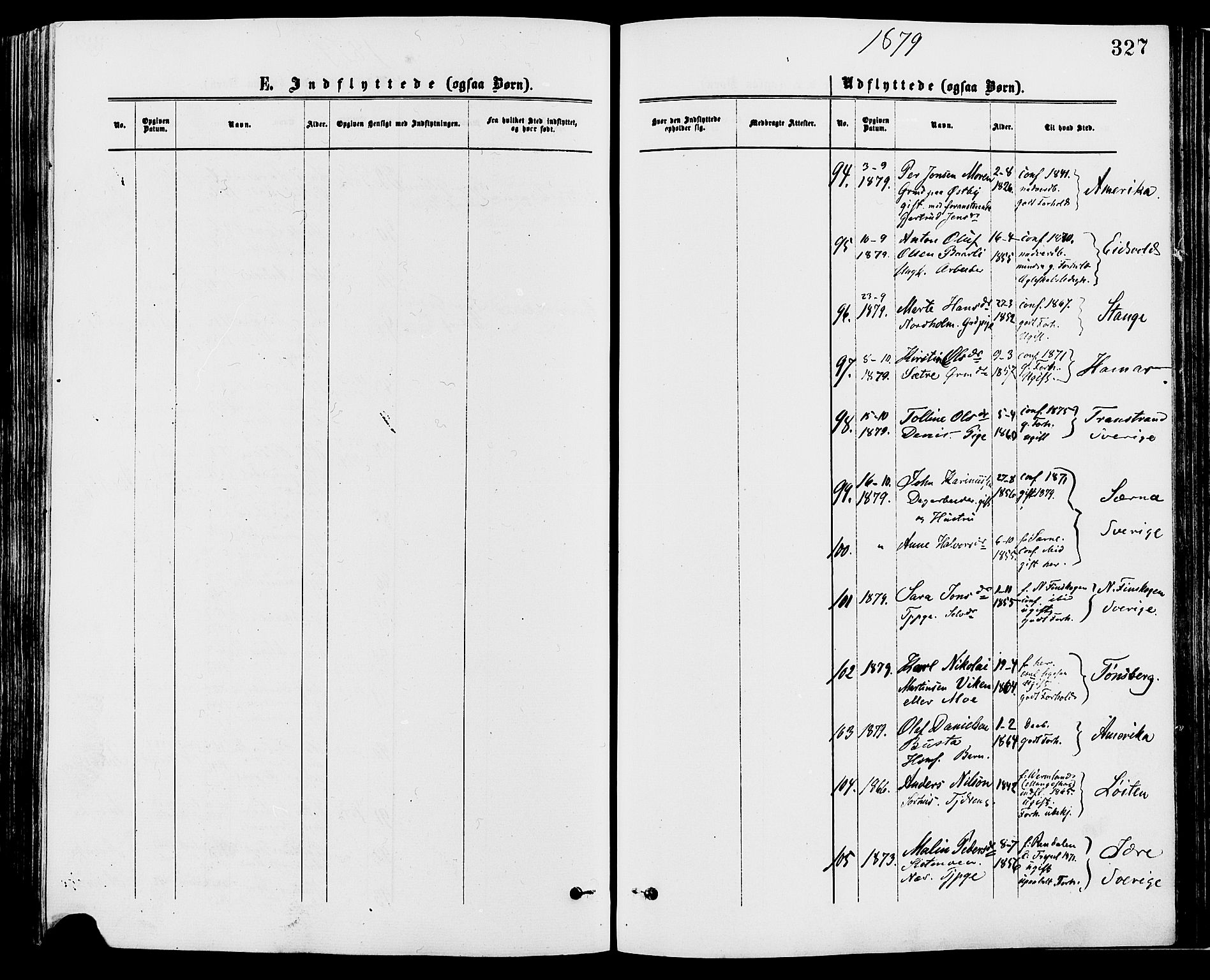 Trysil prestekontor, SAH/PREST-046/H/Ha/Haa/L0007: Parish register (official) no. 7, 1874-1880, p. 327