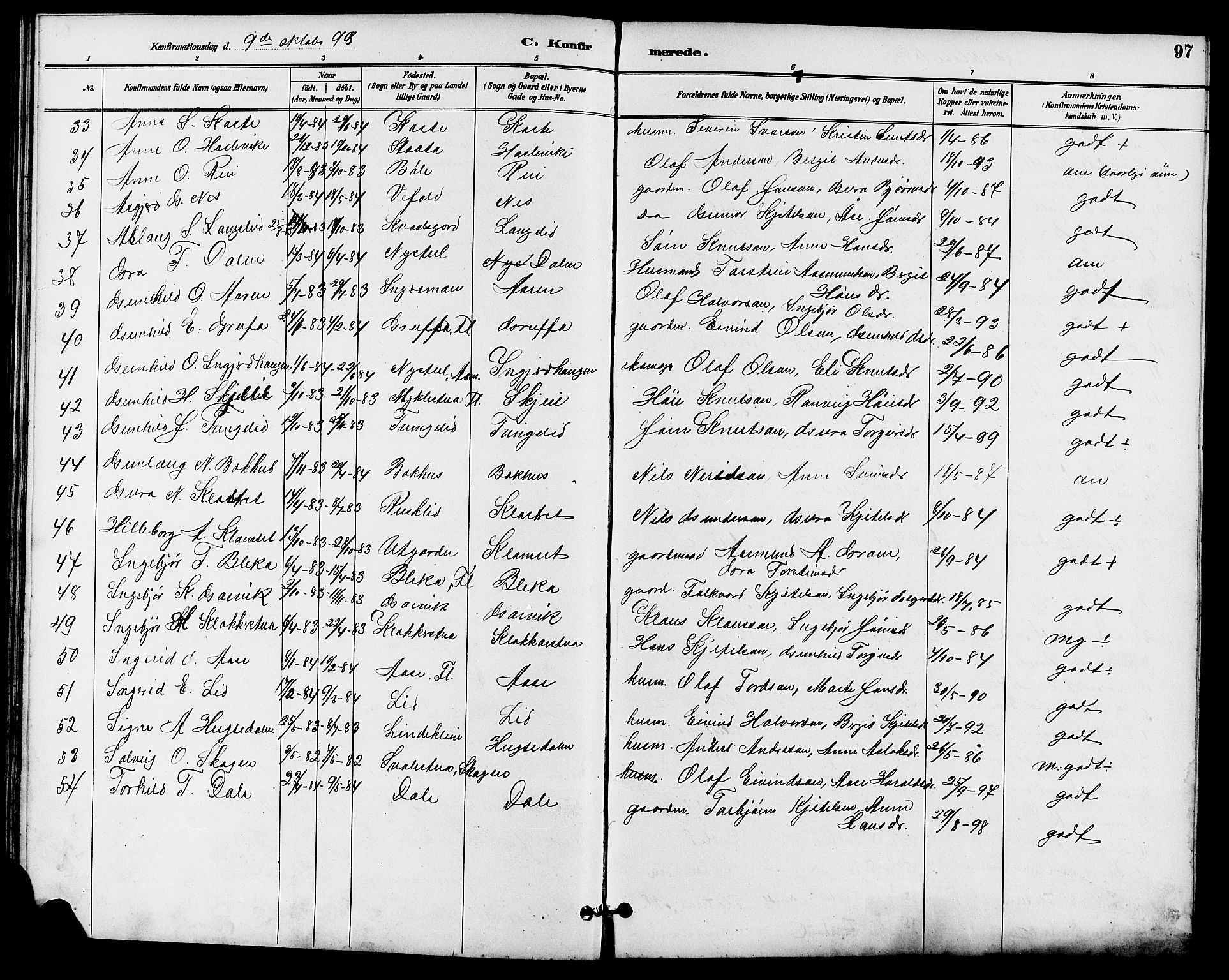 Seljord kirkebøker, AV/SAKO-A-20/G/Ga/L0005: Parish register (copy) no. I 5, 1887-1914, p. 97