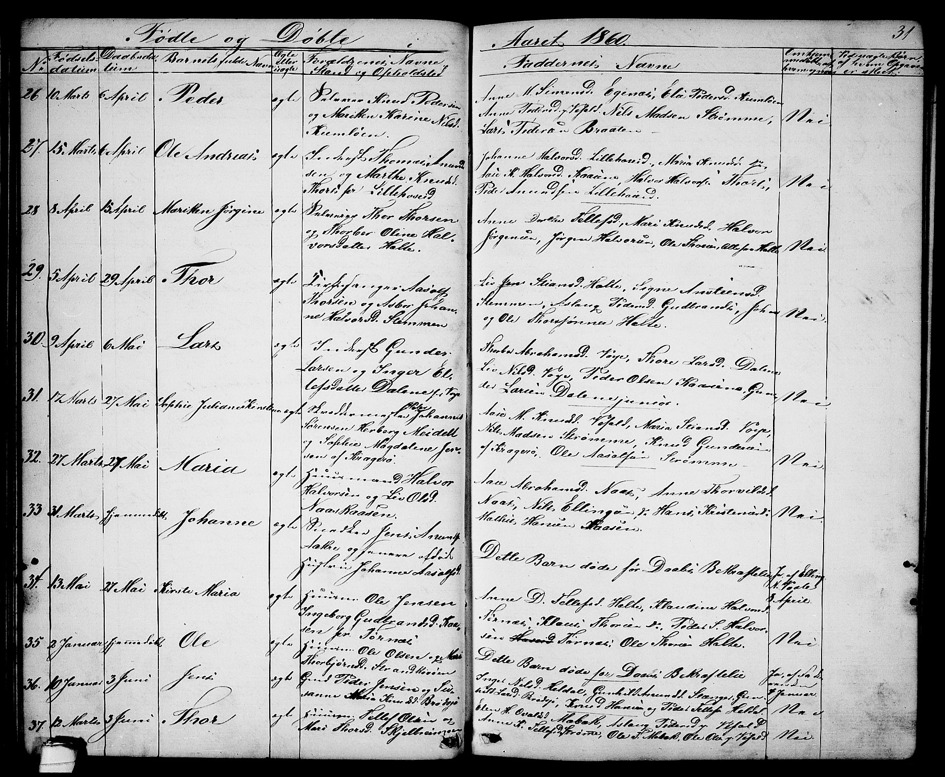 Drangedal kirkebøker, SAKO/A-258/G/Ga/L0002: Parish register (copy) no. I 2, 1856-1887, p. 31