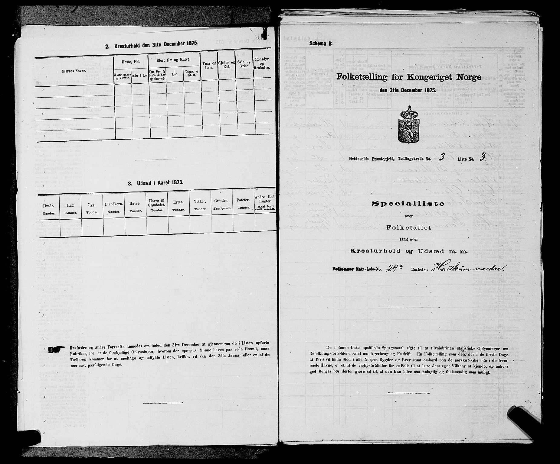 SAKO, 1875 census for 0829P Kviteseid, 1875, p. 283