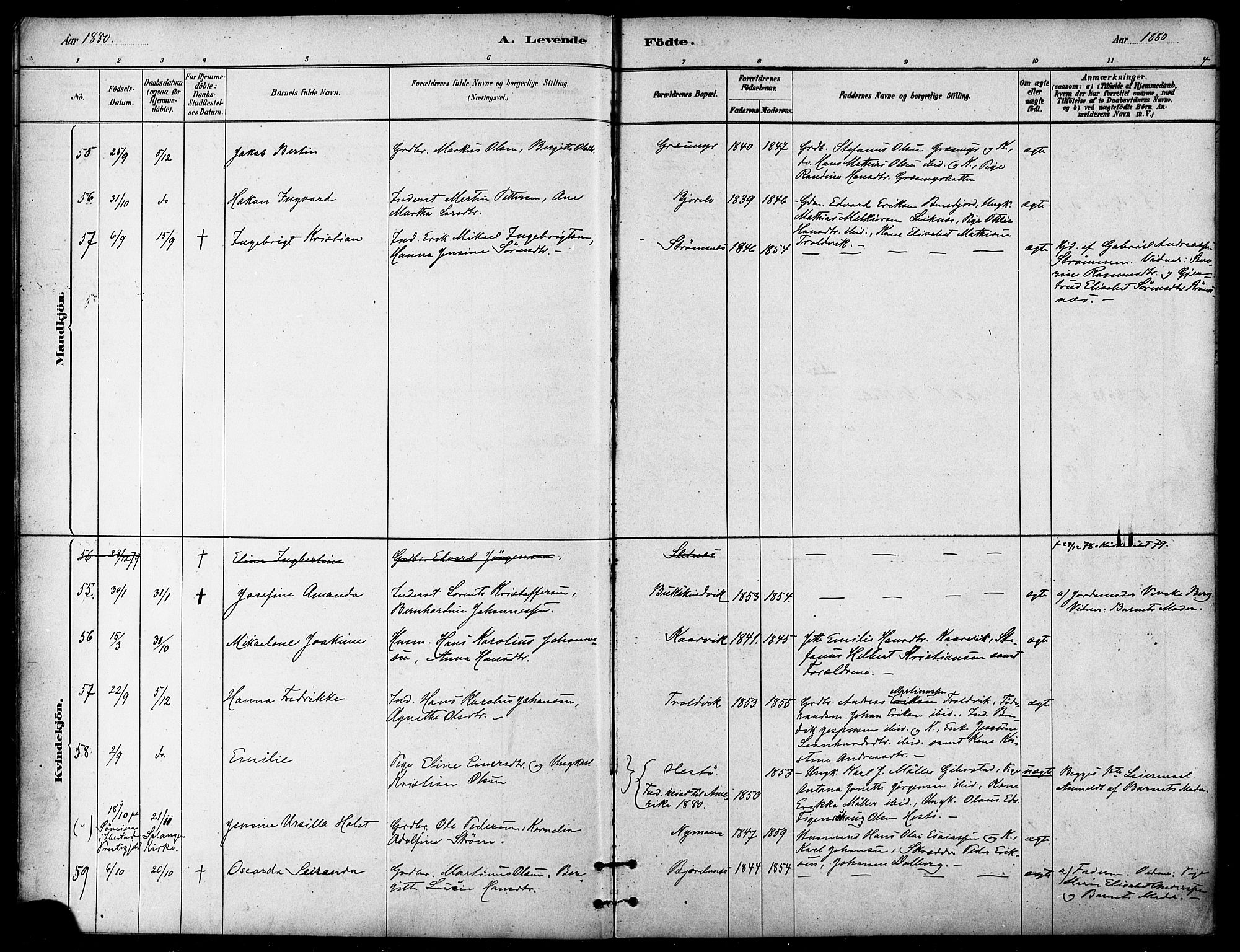 Lenvik sokneprestembete, SATØ/S-1310/H/Ha/Haa/L0011kirke: Parish register (official) no. 11, 1880-1889, p. 4
