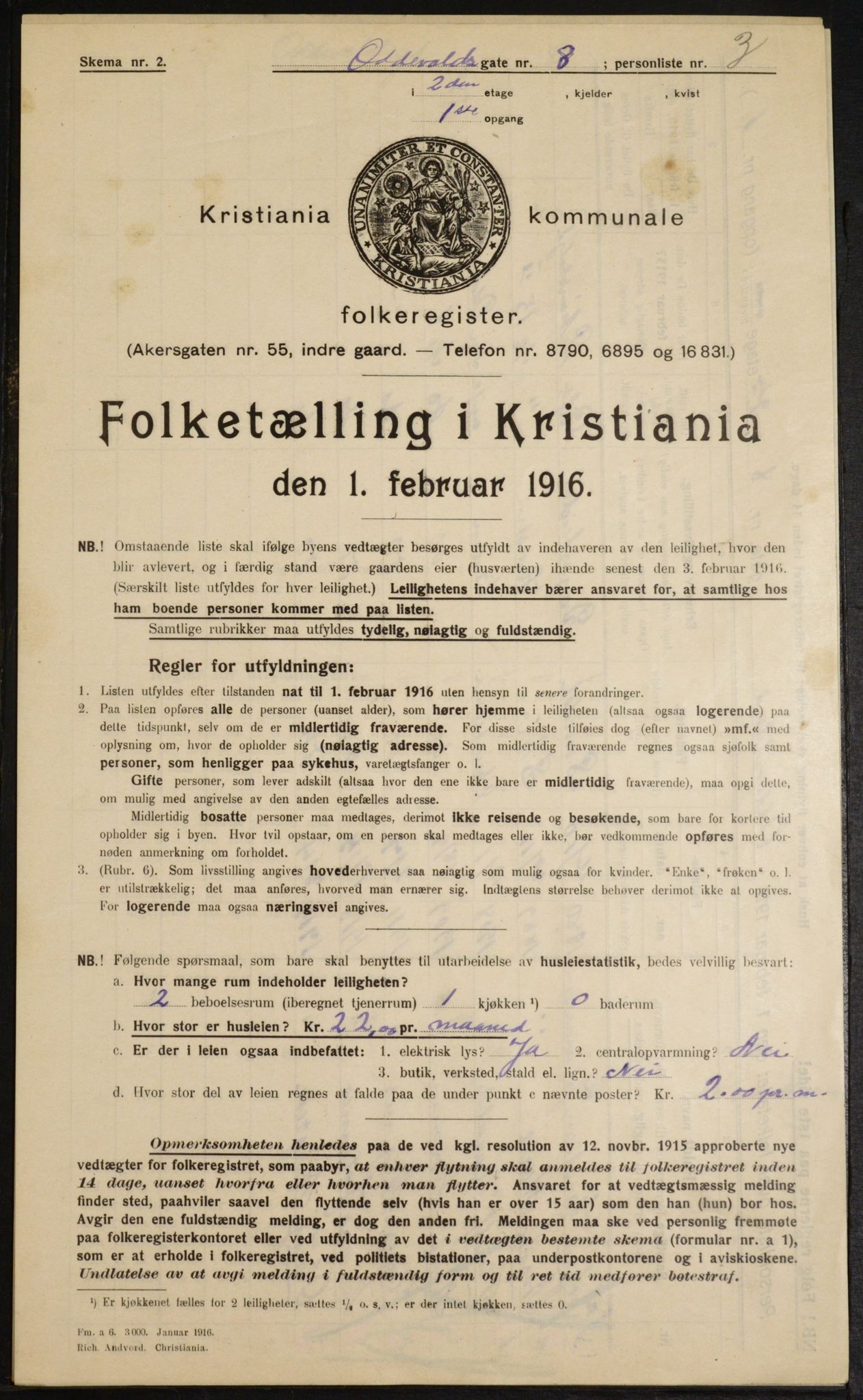 OBA, Municipal Census 1916 for Kristiania, 1916, p. 76249