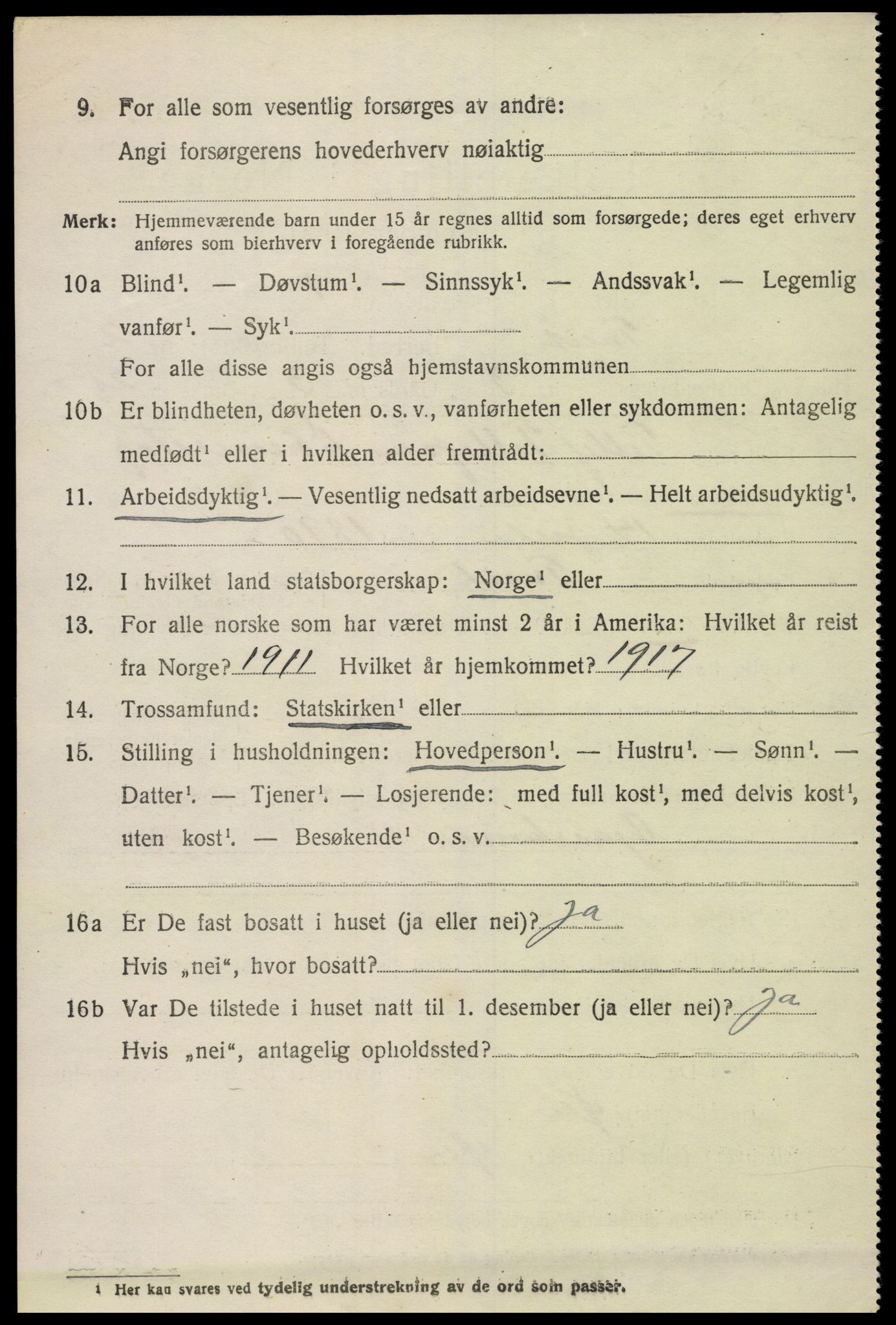 SAK, 1920 census for Tveit, 1920, p. 1243