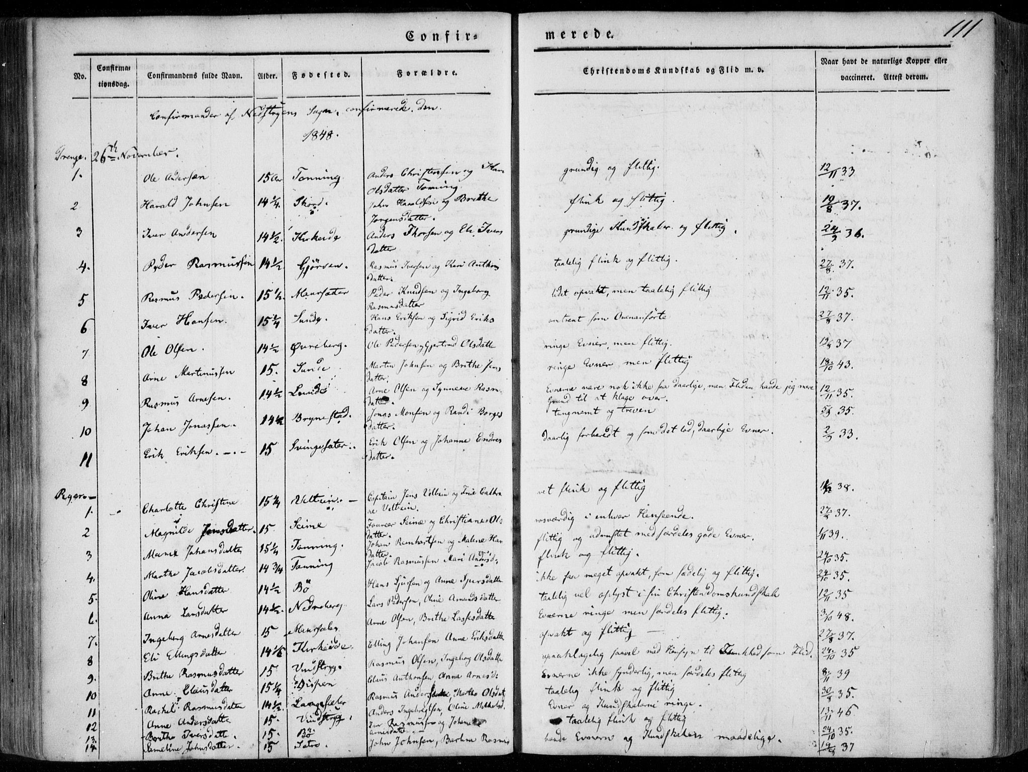 Stryn Sokneprestembete, AV/SAB-A-82501: Parish register (official) no. A 2, 1844-1861, p. 111