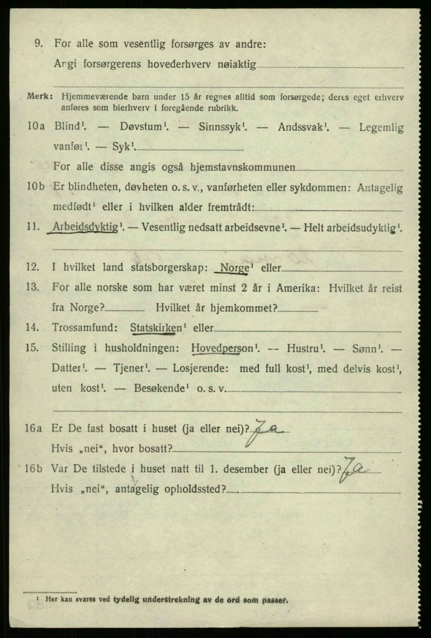 SAB, 1920 census for Bruvik, 1920, p. 8519