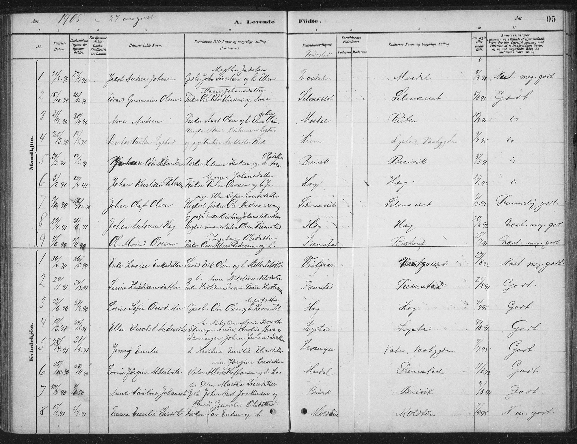 Ministerialprotokoller, klokkerbøker og fødselsregistre - Sør-Trøndelag, SAT/A-1456/662/L0755: Parish register (official) no. 662A01, 1879-1905, p. 95
