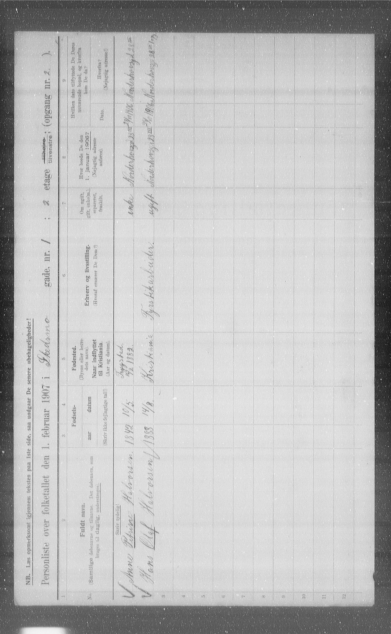 OBA, Municipal Census 1907 for Kristiania, 1907, p. 48635