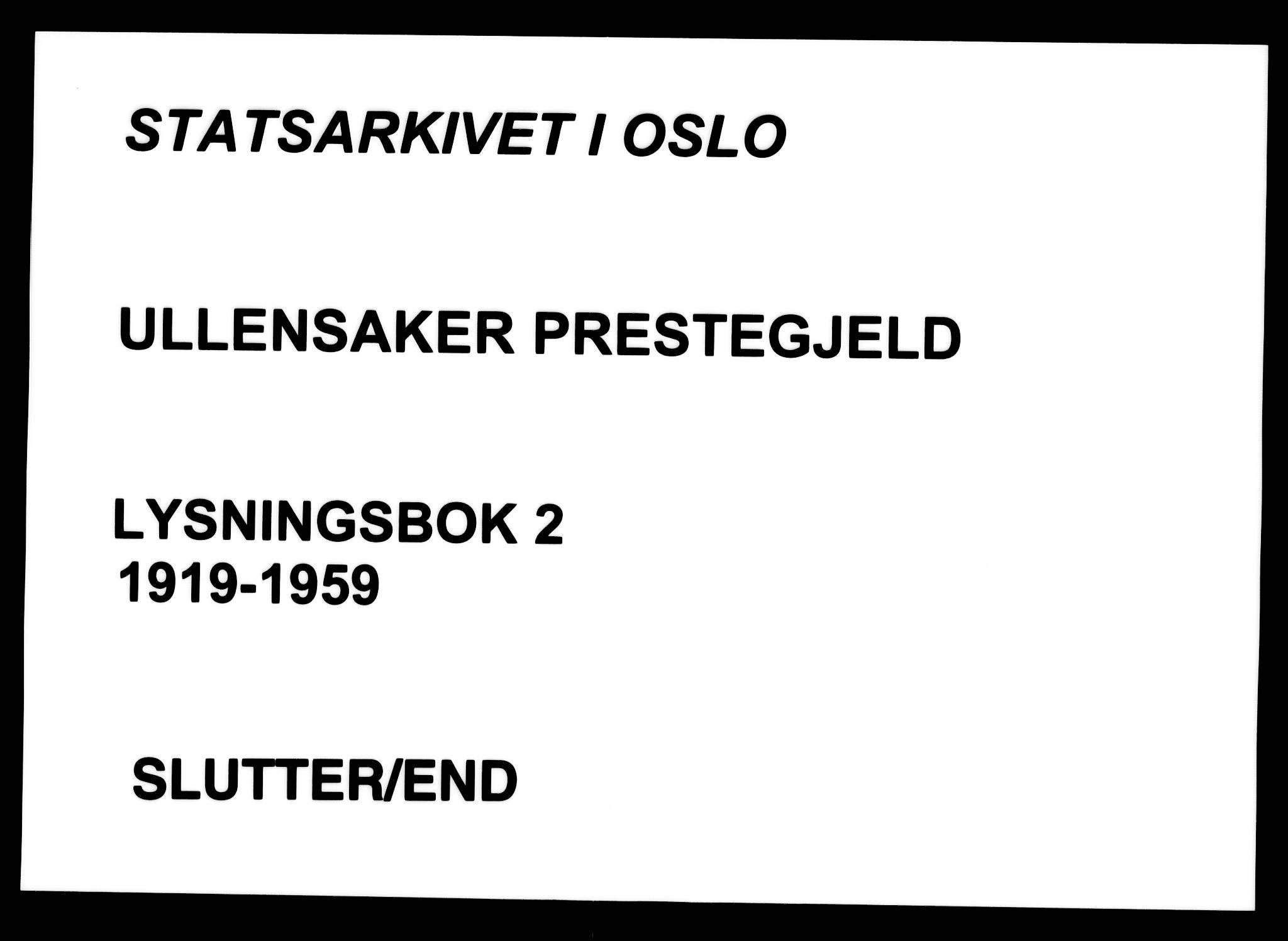 Ullensaker prestekontor Kirkebøker, AV/SAO-A-10236a/H/Ha/L0002: Banns register no. 2, 1919-1959