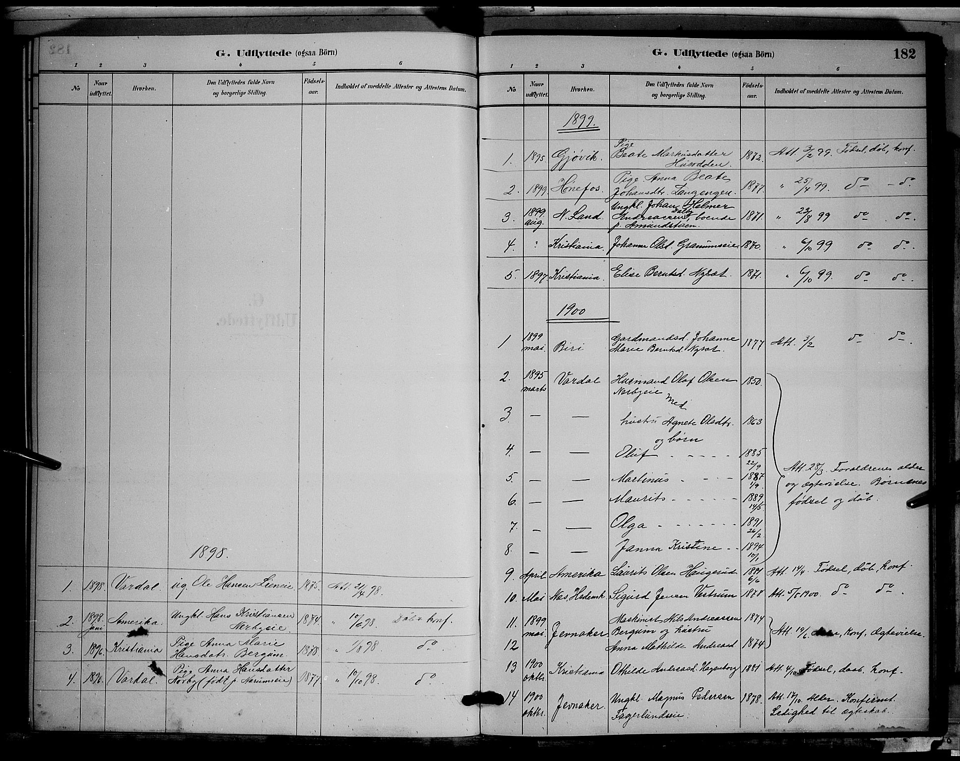 Søndre Land prestekontor, SAH/PREST-122/L/L0003: Parish register (copy) no. 3, 1884-1902, p. 182