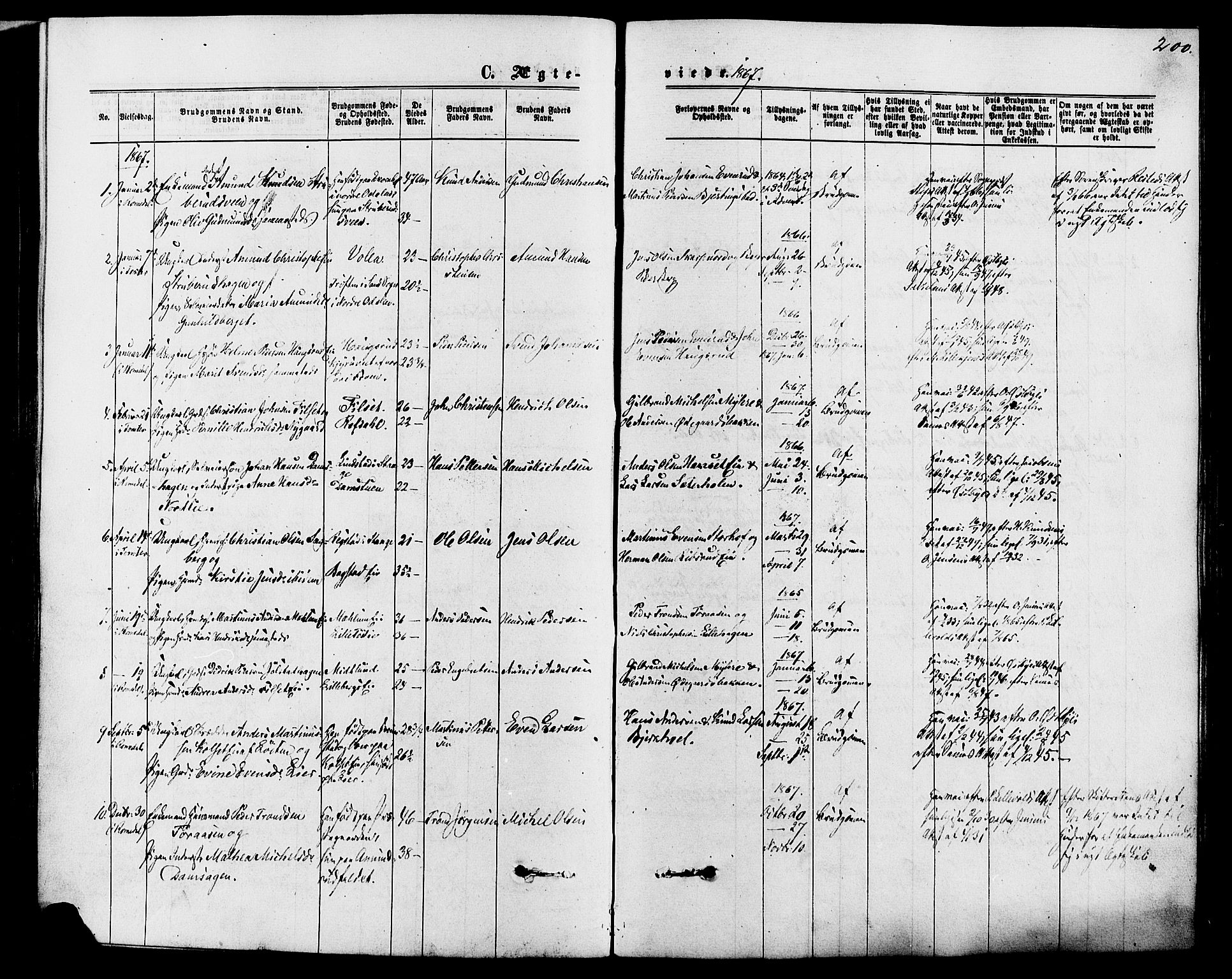 Romedal prestekontor, SAH/PREST-004/K/L0006: Parish register (official) no. 6, 1866-1886, p. 200