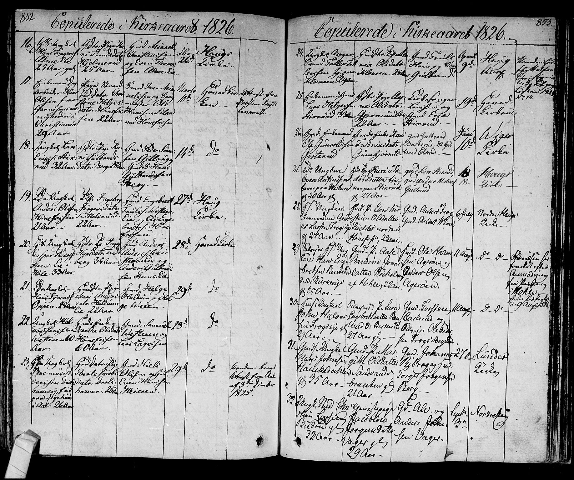 Norderhov kirkebøker, SAKO/A-237/F/Fa/L0009: Parish register (official) no. 9, 1819-1837, p. 852-853