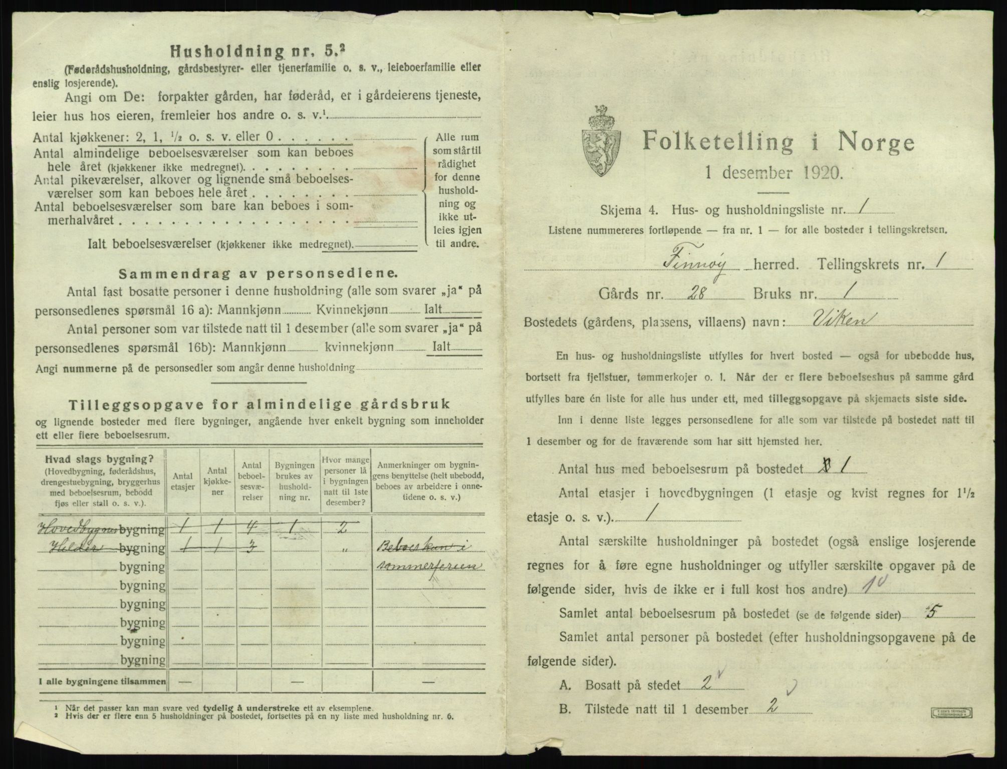 SAST, 1920 census for Finnøy, 1920, p. 34