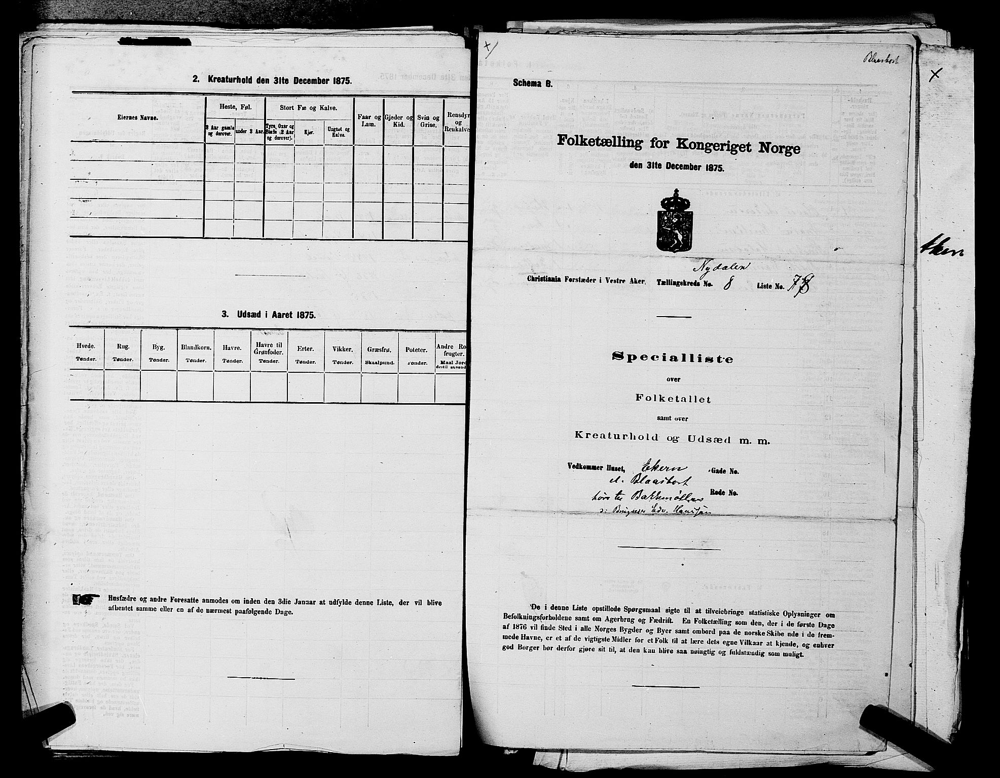 RA, 1875 census for 0218aP Vestre Aker, 1875, p. 1503