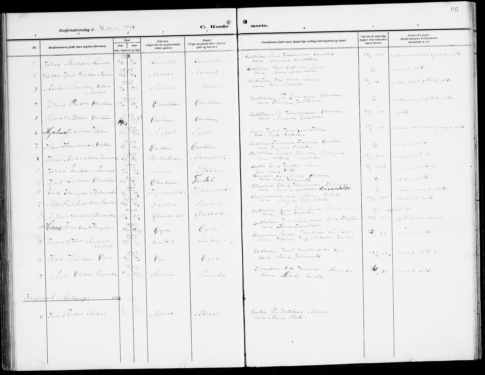 Sogndal sokneprestembete, SAB/A-81301/H/Hab/Habc/L0003: Parish register (copy) no. C 3, 1911-1942, p. 86