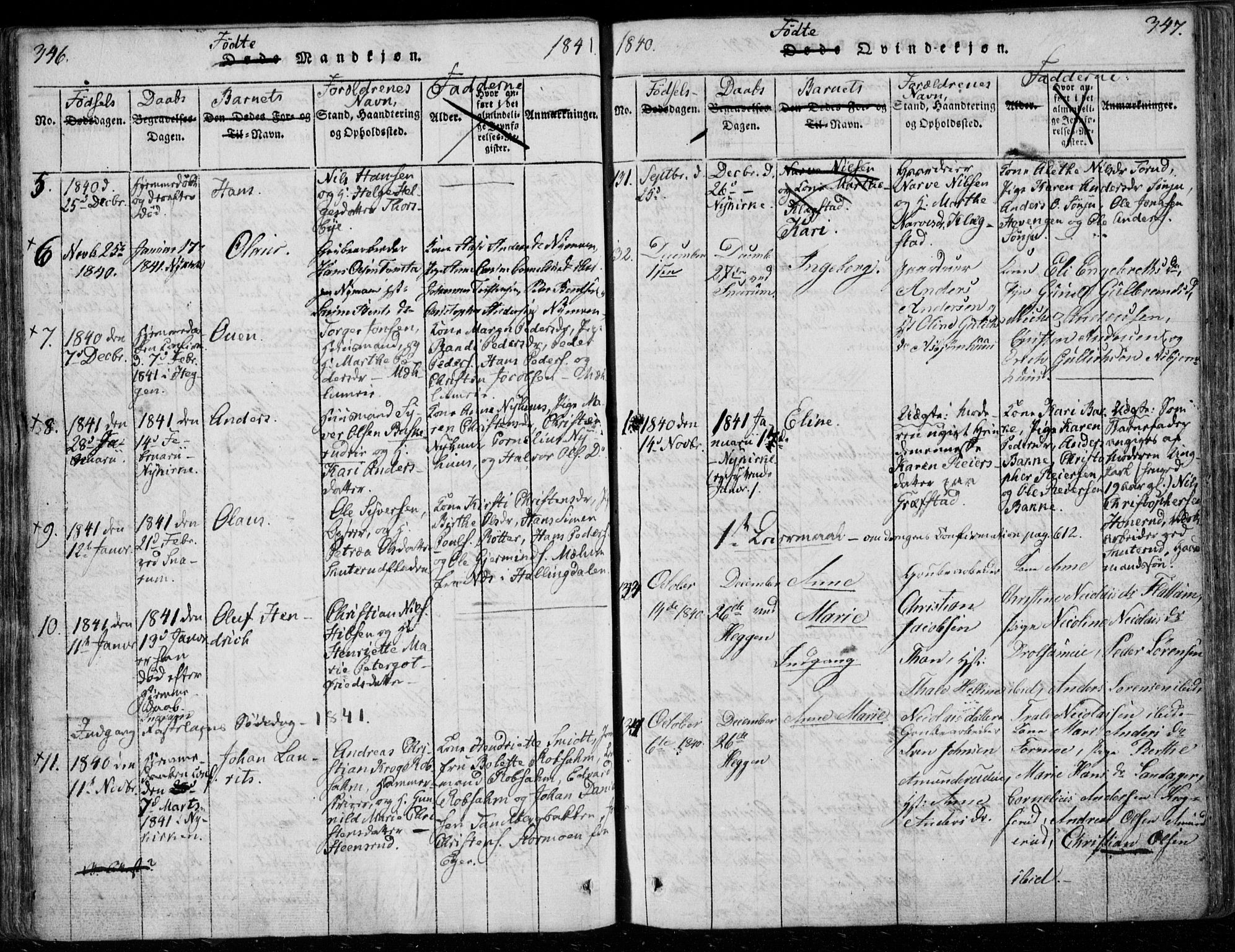 Modum kirkebøker, AV/SAKO-A-234/F/Fa/L0006: Parish register (official) no. 6, 1832-1841, p. 346-347