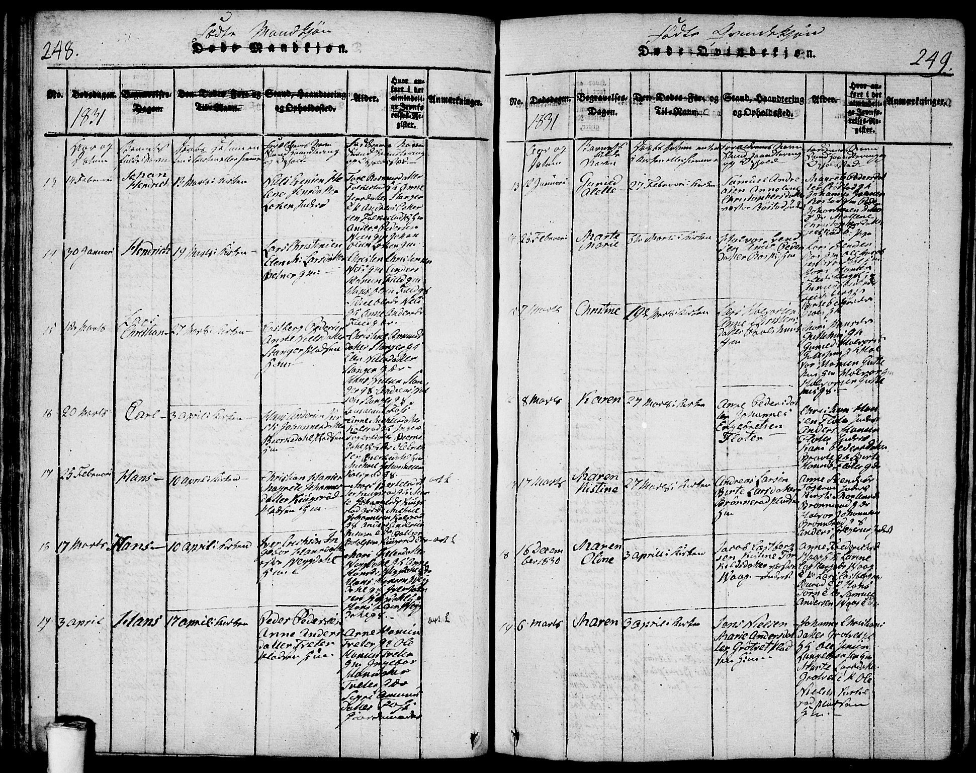 Våler prestekontor Kirkebøker, AV/SAO-A-11083/F/Fa/L0005: Parish register (official) no. I 5, 1815-1839, p. 248-249