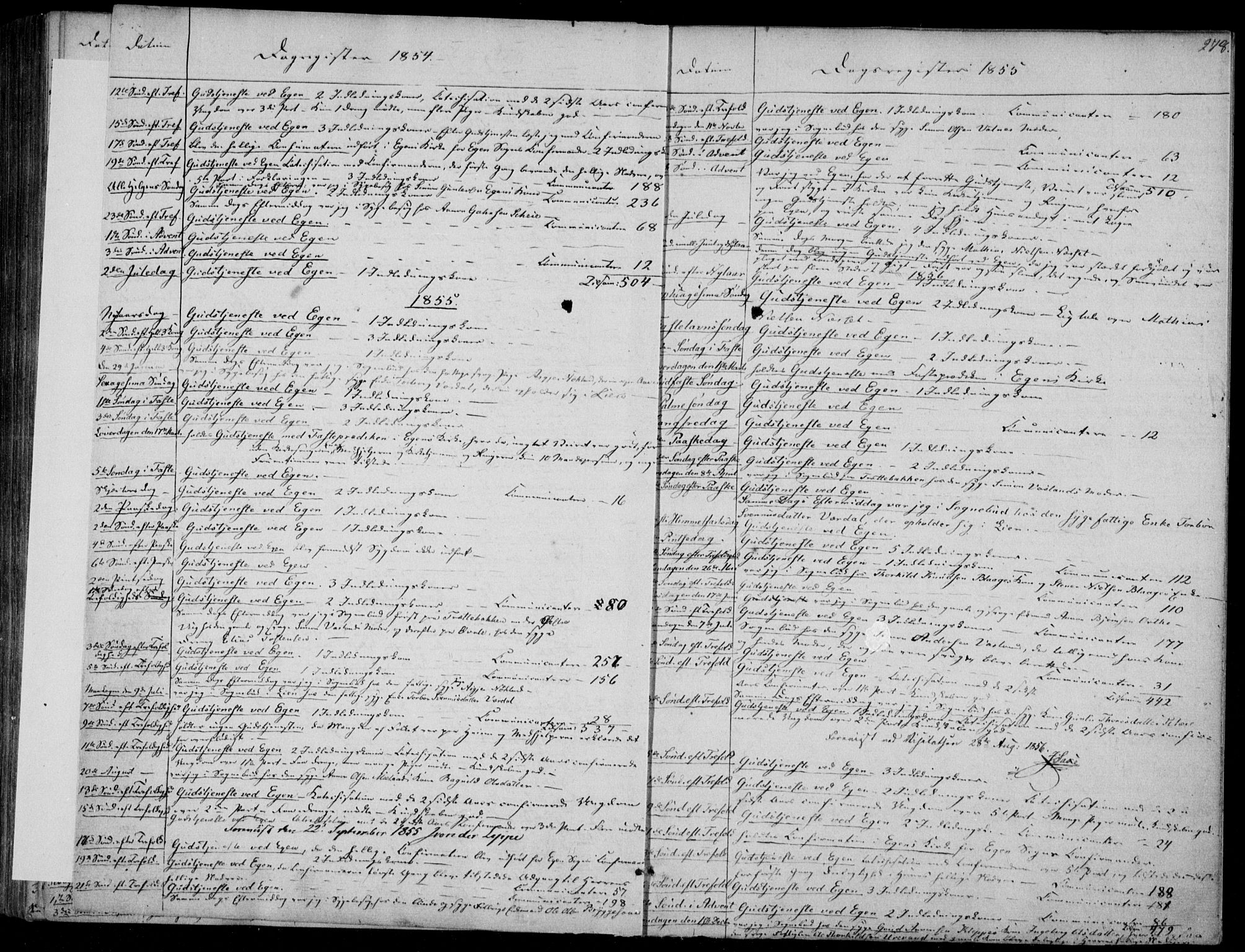 Hægebostad sokneprestkontor, AV/SAK-1111-0024/F/Fa/Fab/L0002: Parish register (official) no. A 2, 1836-1872, p. 278