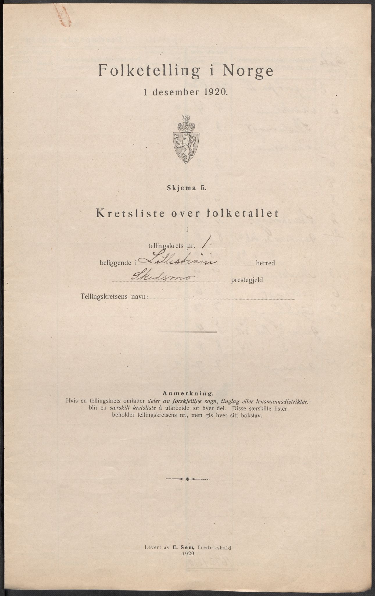 SAO, 1920 census for Lillestrøm, 1920, p. 9