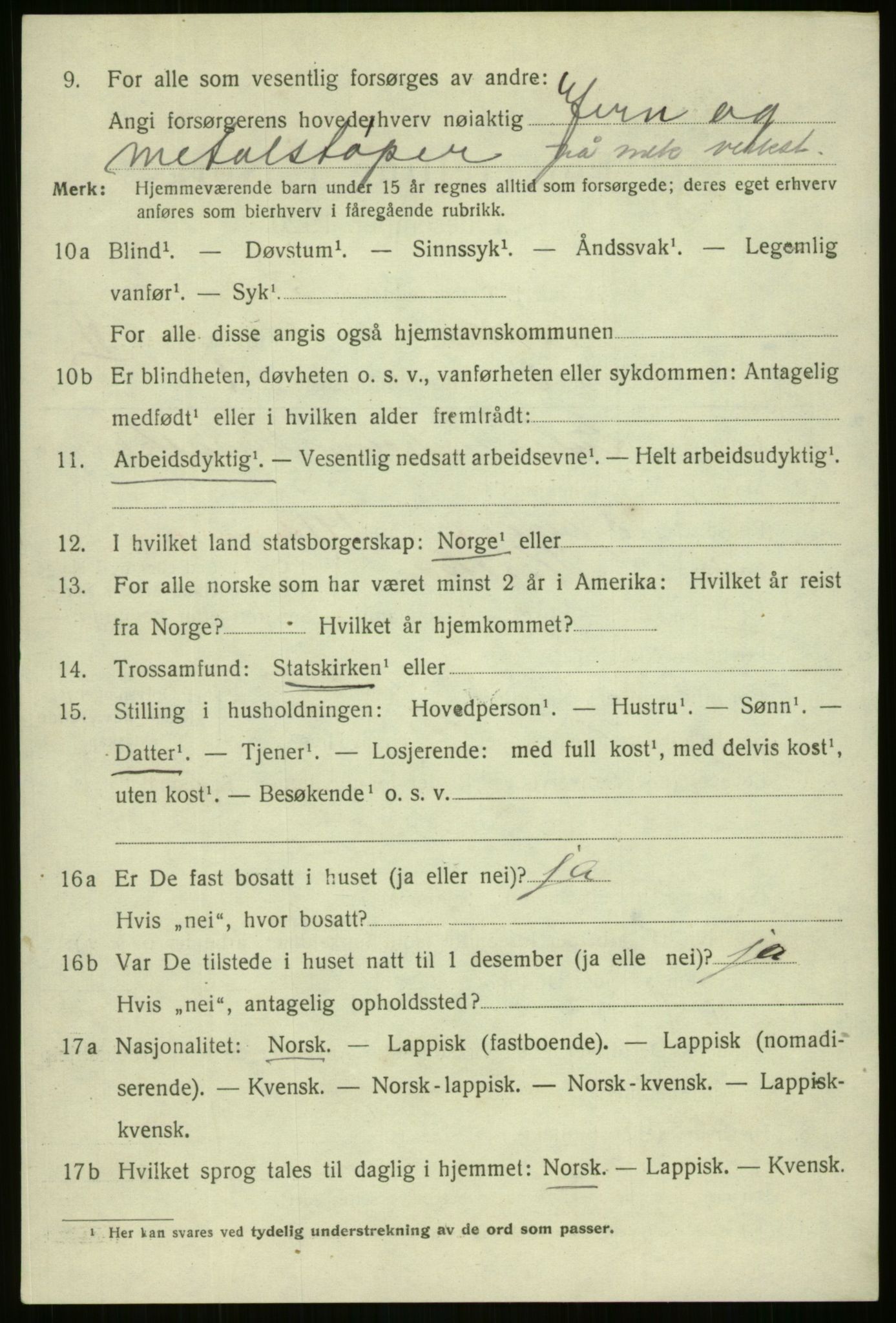 SATØ, 1920 census for Harstad, 1920, p. 3087