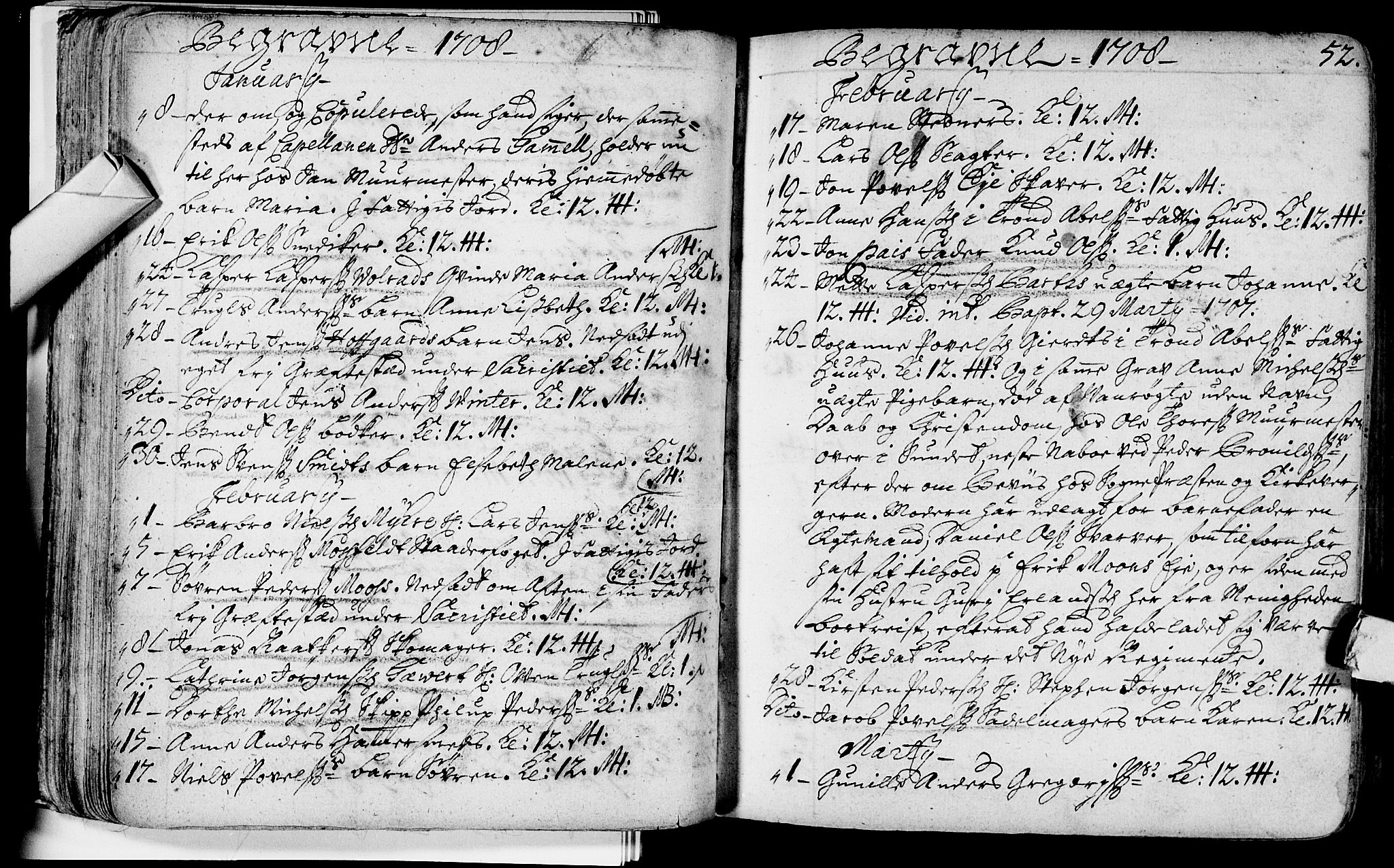 Bragernes kirkebøker, AV/SAKO-A-6/F/Fa/L0003: Parish register (official) no. I 3, 1706-1734, p. 52