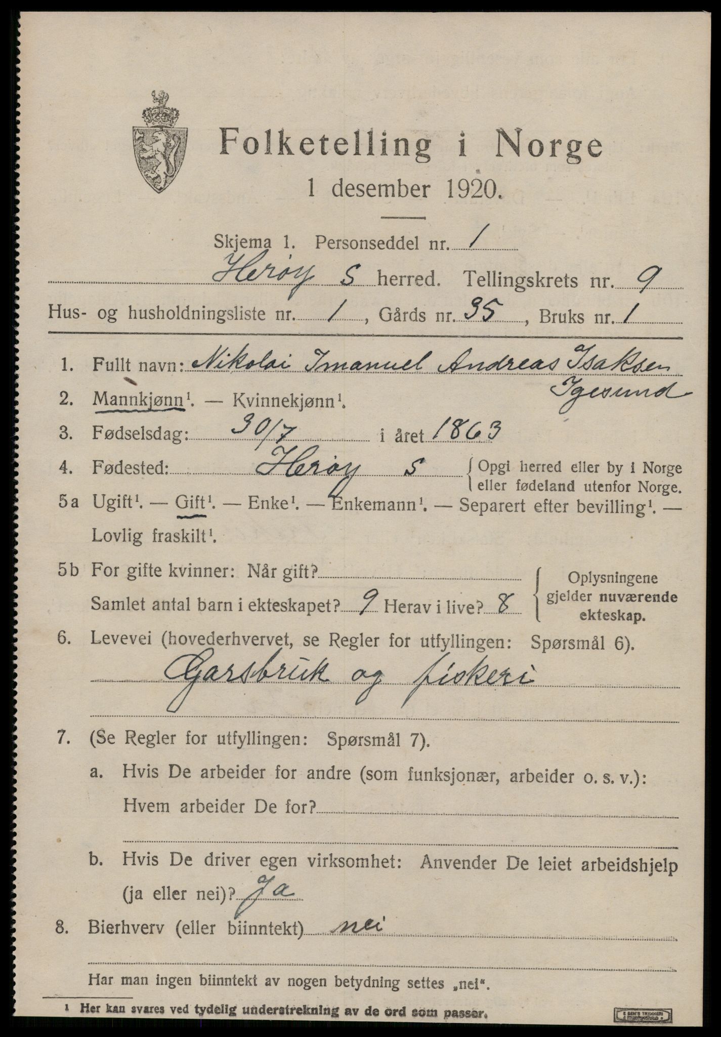 SAT, 1920 census for Herøy (MR), 1920, p. 5399