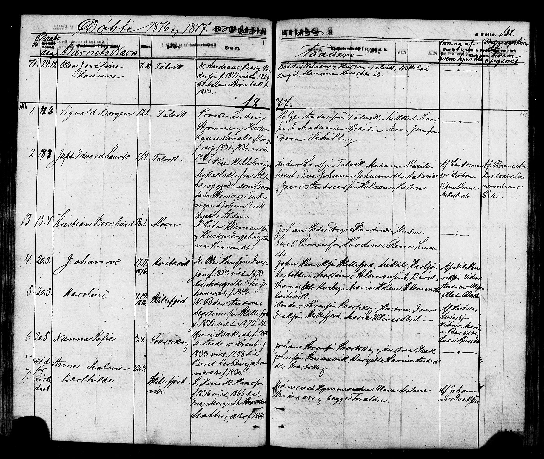 Talvik sokneprestkontor, SATØ/S-1337/H/Ha/L0011kirke: Parish register (official) no. 11, 1864-1877, p. 132