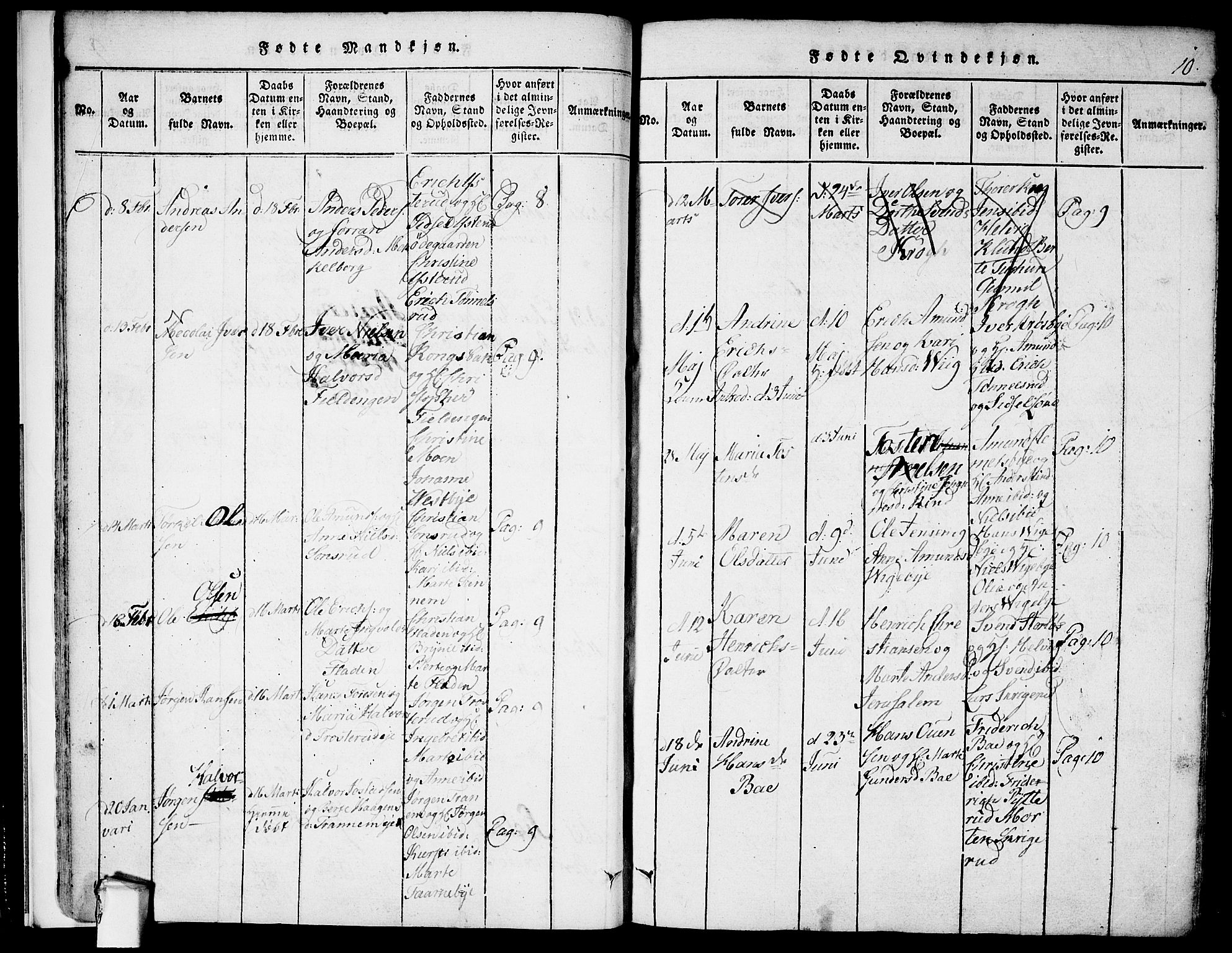 Rødenes prestekontor Kirkebøker, AV/SAO-A-2005/F/Fa/L0004: Parish register (official) no. I 4, 1814-1838, p. 10