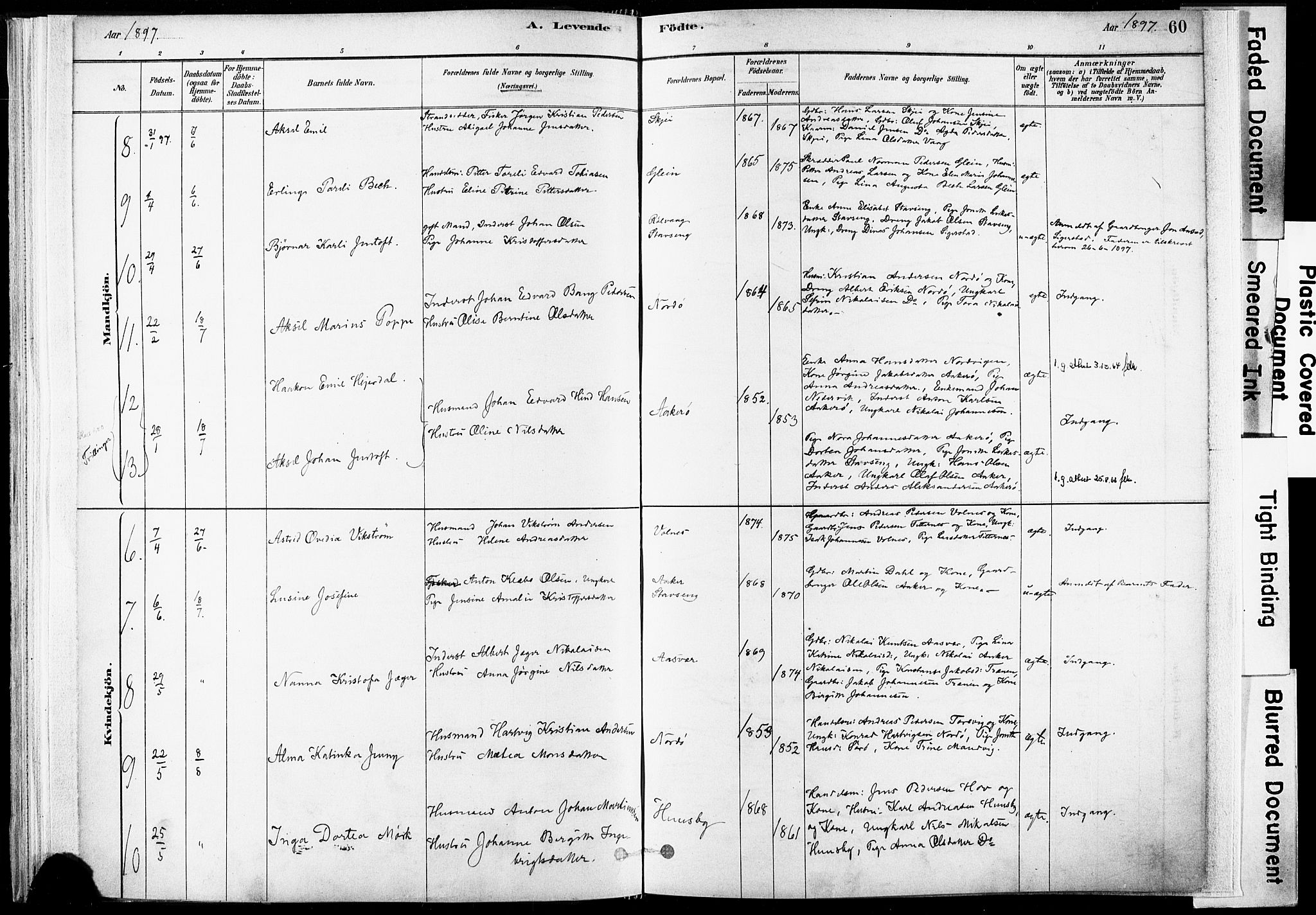 Ministerialprotokoller, klokkerbøker og fødselsregistre - Nordland, SAT/A-1459/835/L0525: Parish register (official) no. 835A03I, 1881-1910, p. 60