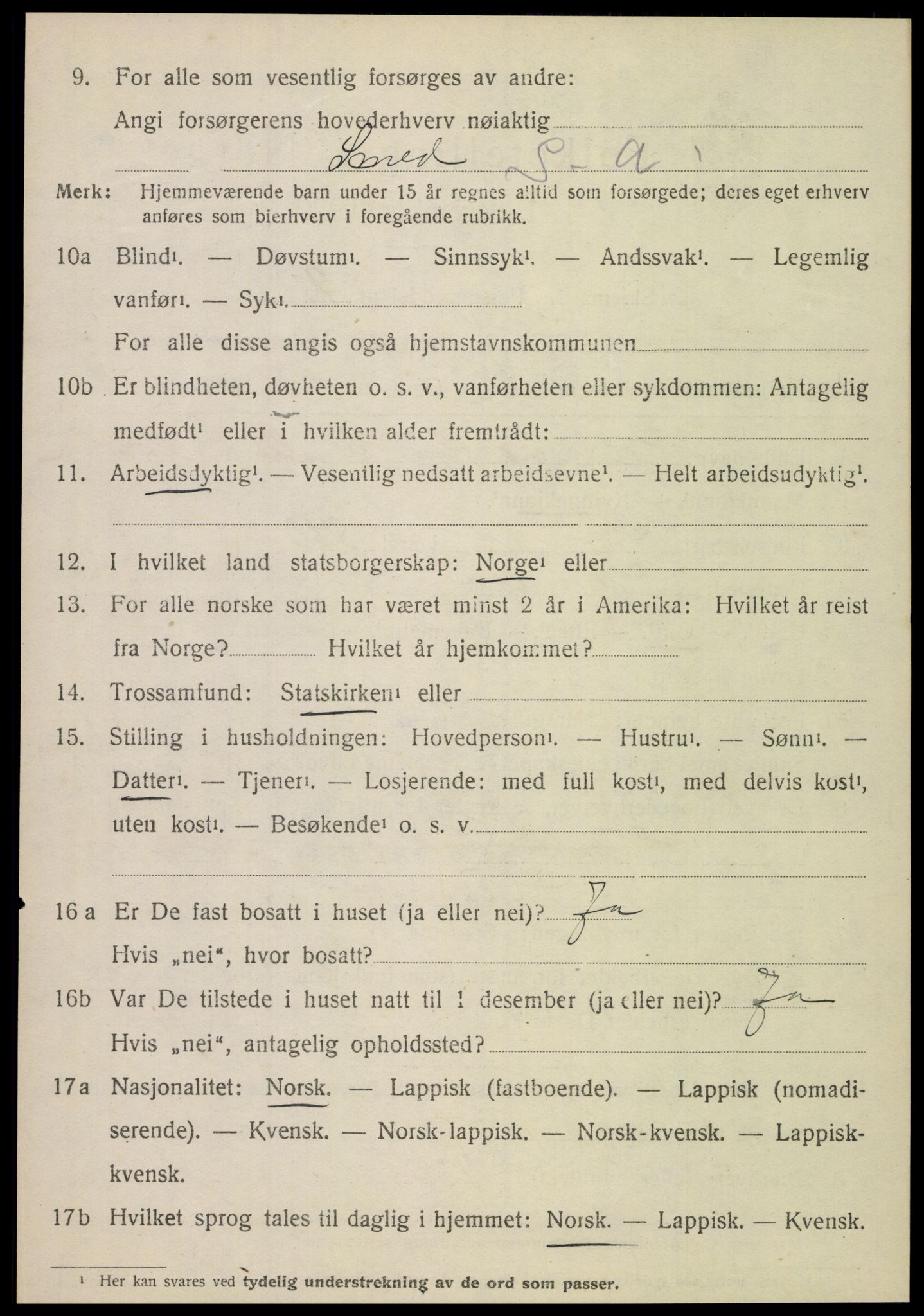 SAT, 1920 census for Hamarøy, 1920, p. 2001