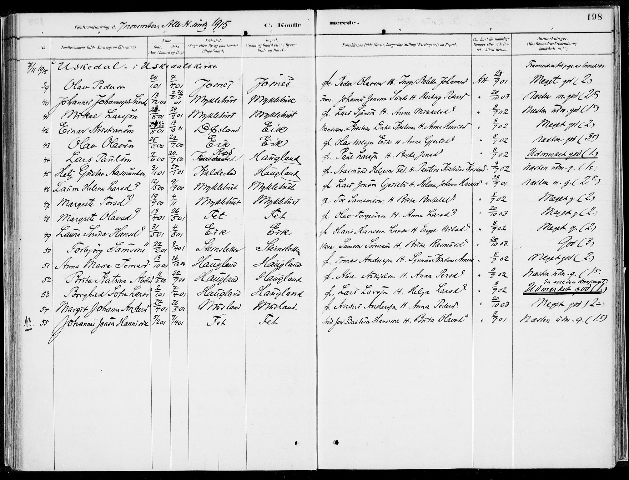 Kvinnherad sokneprestembete, SAB/A-76401/H/Haa: Parish register (official) no. B  1, 1887-1921, p. 198