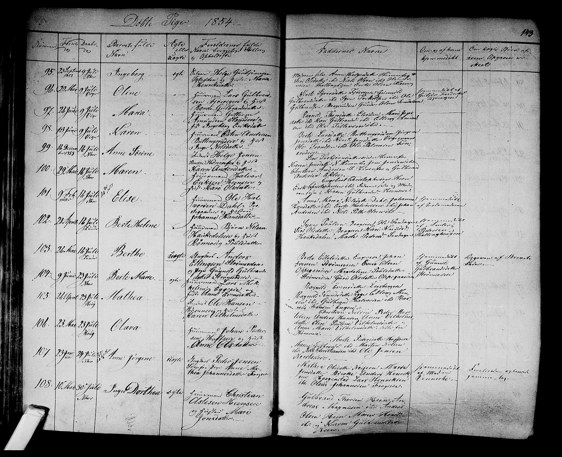 Norderhov kirkebøker, AV/SAKO-A-237/F/Fa/L0011: Parish register (official) no. 11, 1847-1856, p. 143