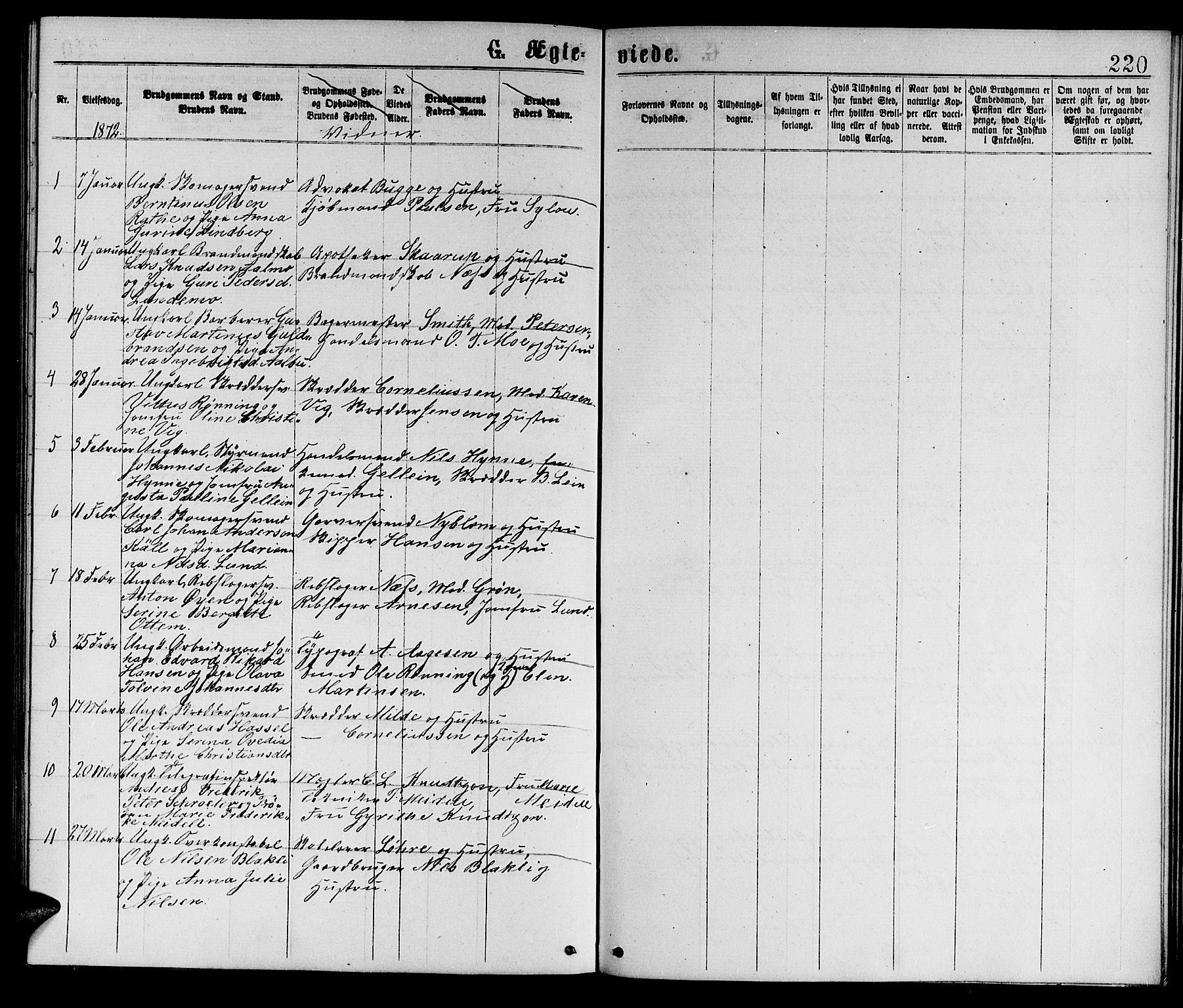 Ministerialprotokoller, klokkerbøker og fødselsregistre - Sør-Trøndelag, SAT/A-1456/601/L0088: Parish register (copy) no. 601C06, 1870-1878, p. 220